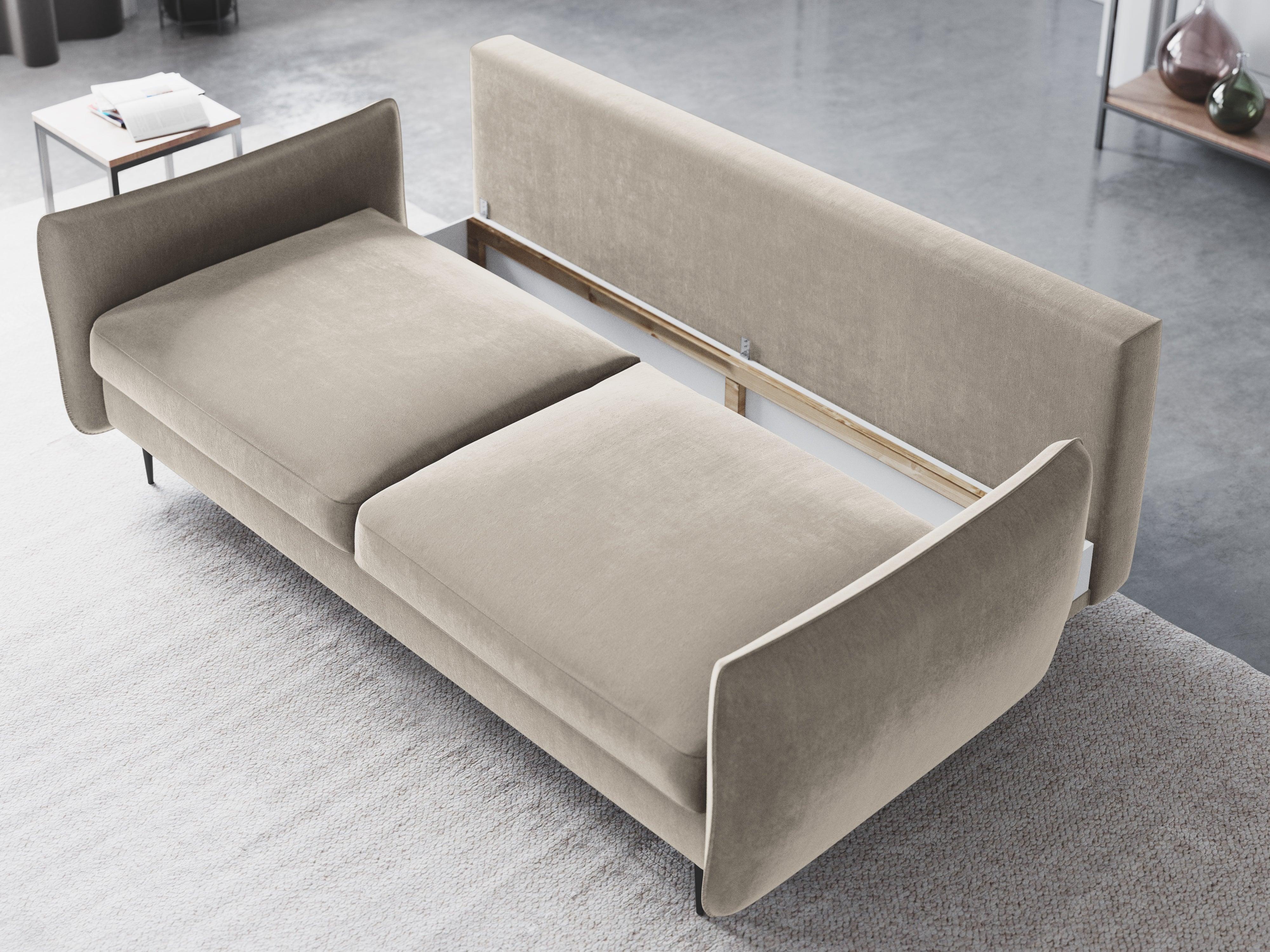 Sofa aksamitna z funkcją spania VERMONT beżowy Cosmopolitan Design    Eye on Design