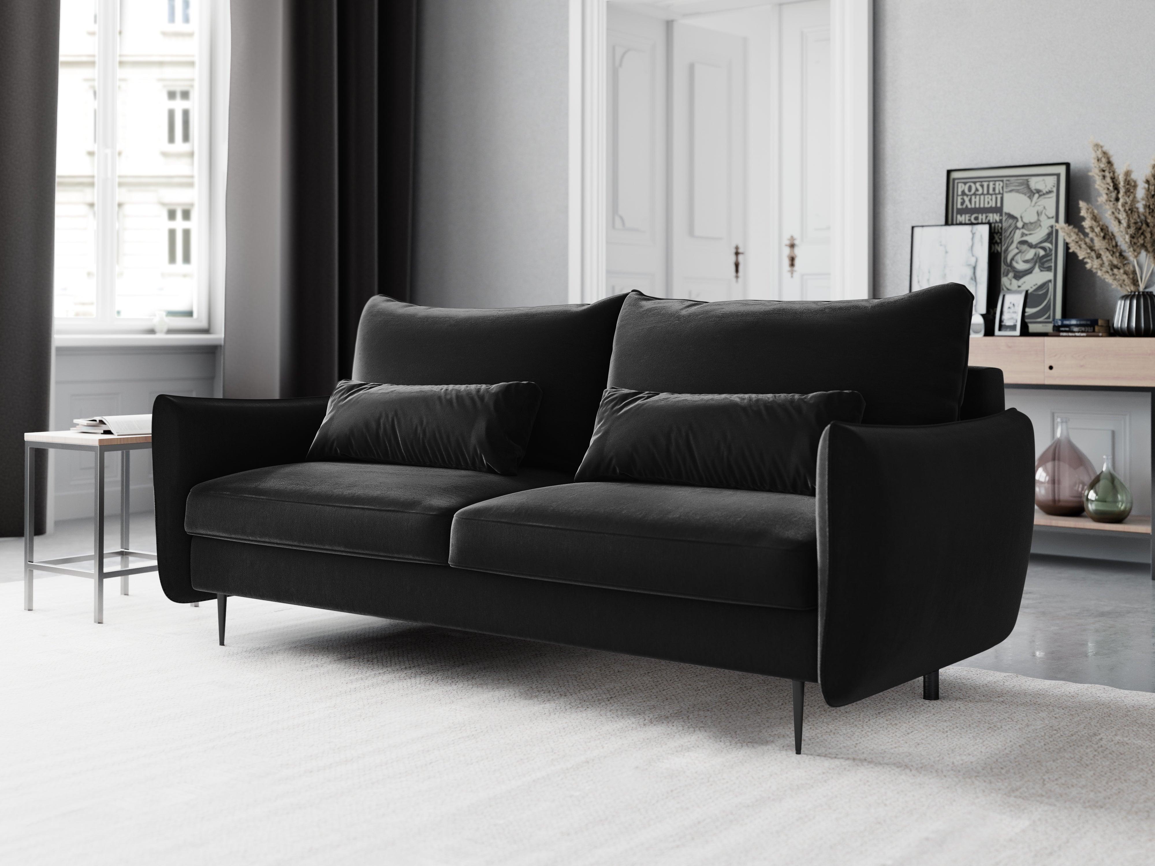Sofa aksamitna z funkcją spania VERMONT czarny Cosmopolitan Design    Eye on Design