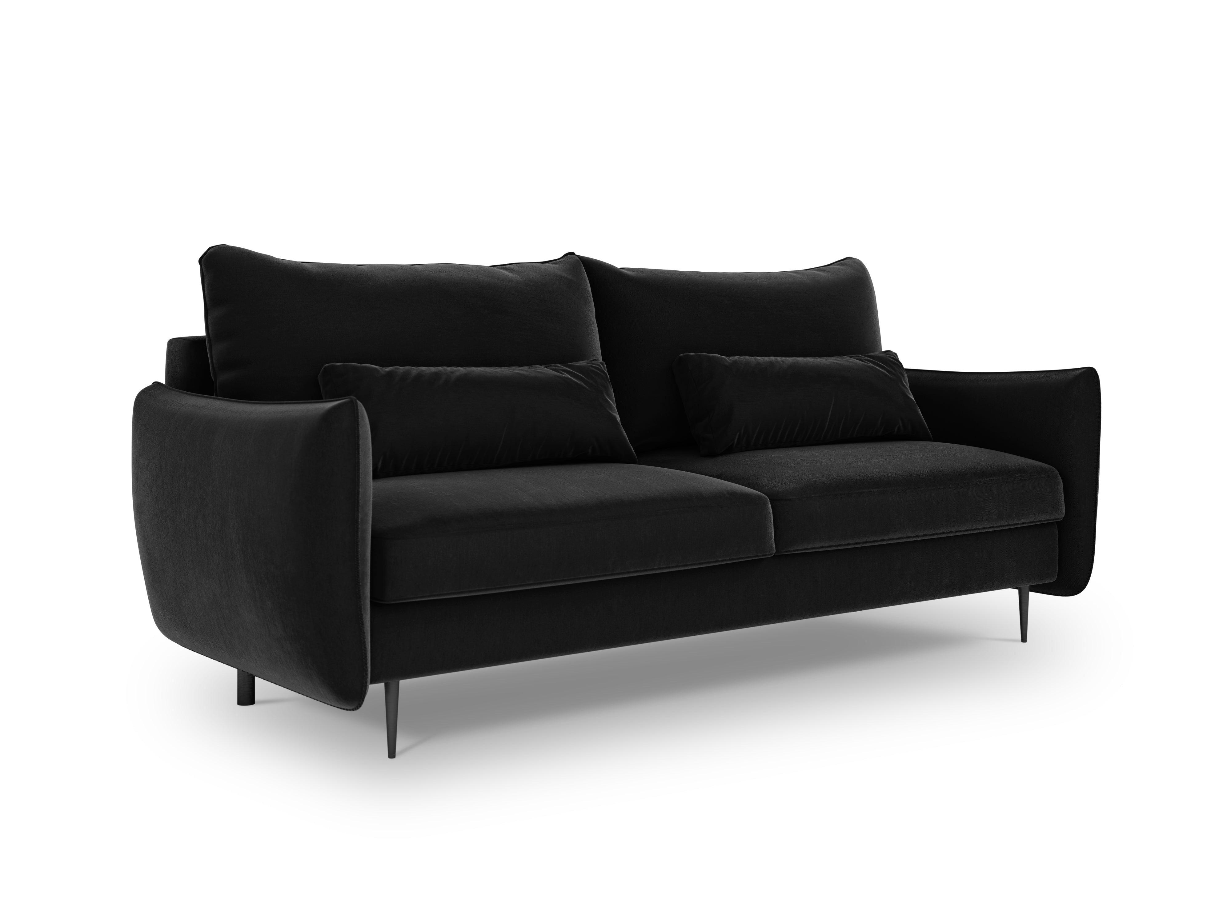Sofa aksamitna z funkcją spania VERMONT czarny, Cosmopolitan Design, Eye on Design