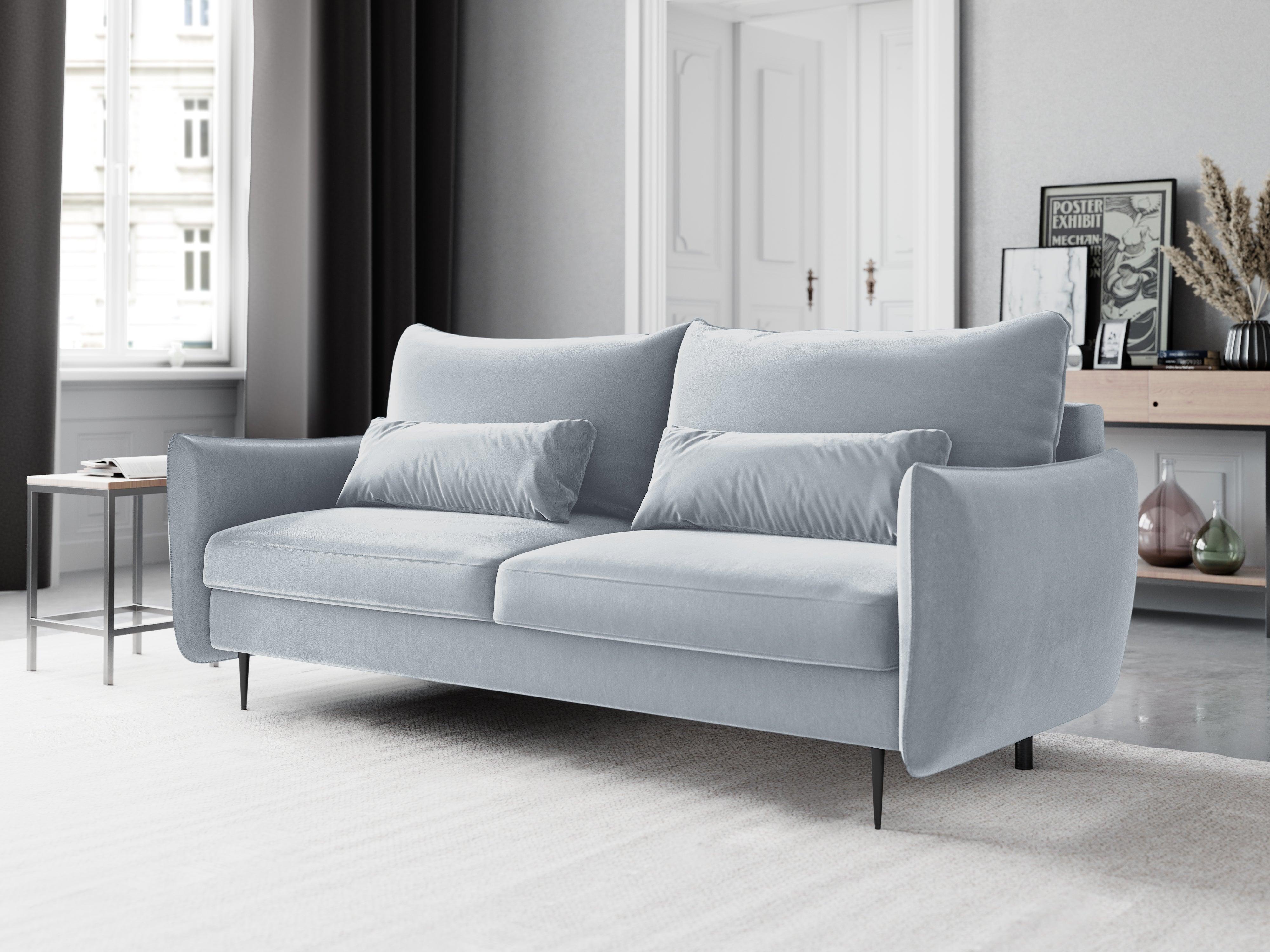 Sofa aksamitna z funkcją spania VERMONT jasnoniebieski Cosmopolitan Design    Eye on Design