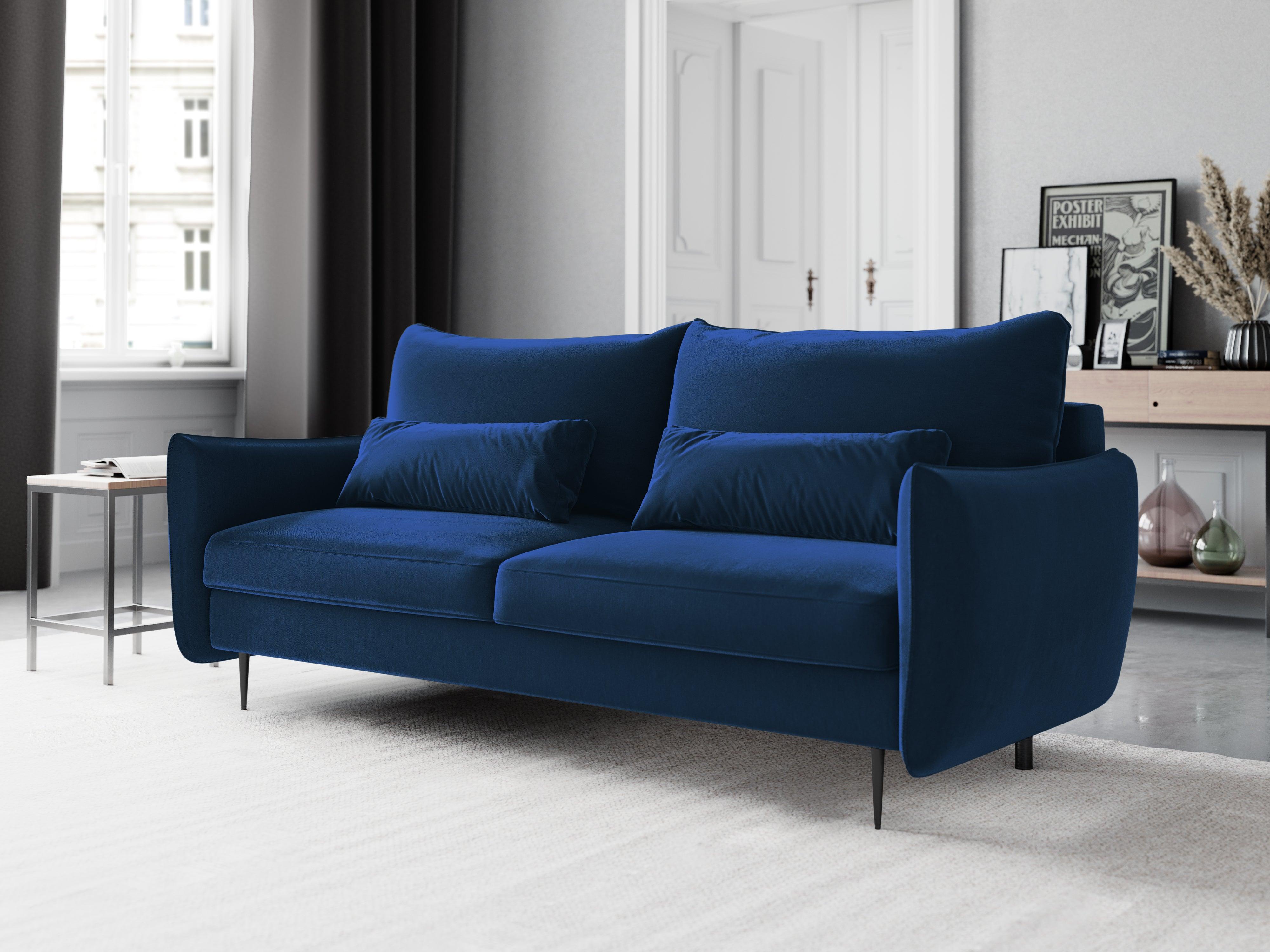 Sofa aksamitna z funkcją spania VERMONT królewski niebieski Cosmopolitan Design    Eye on Design