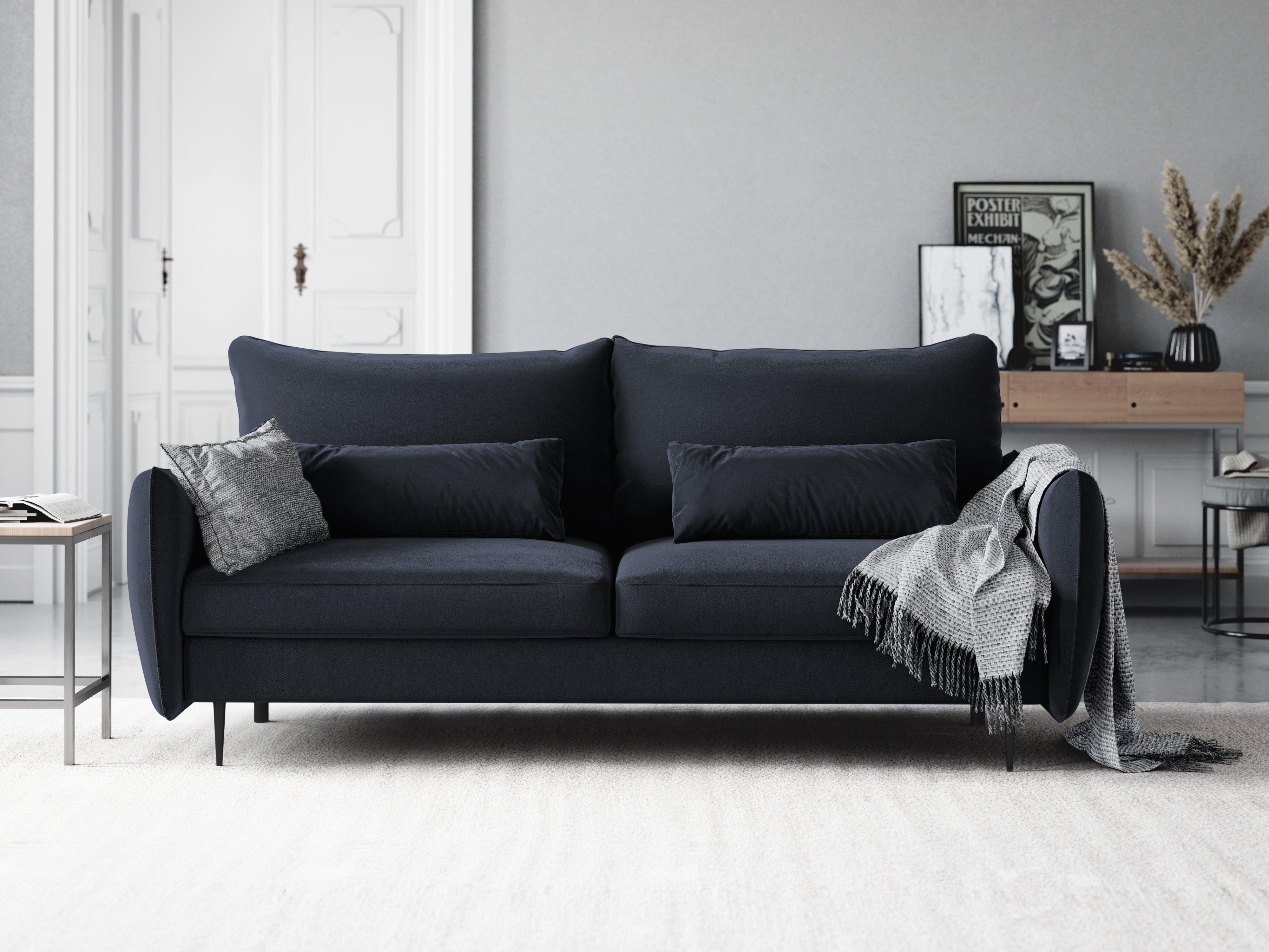 Sofa aksamitna z funkcją spania VERMONT granatowy Cosmopolitan Design    Eye on Design