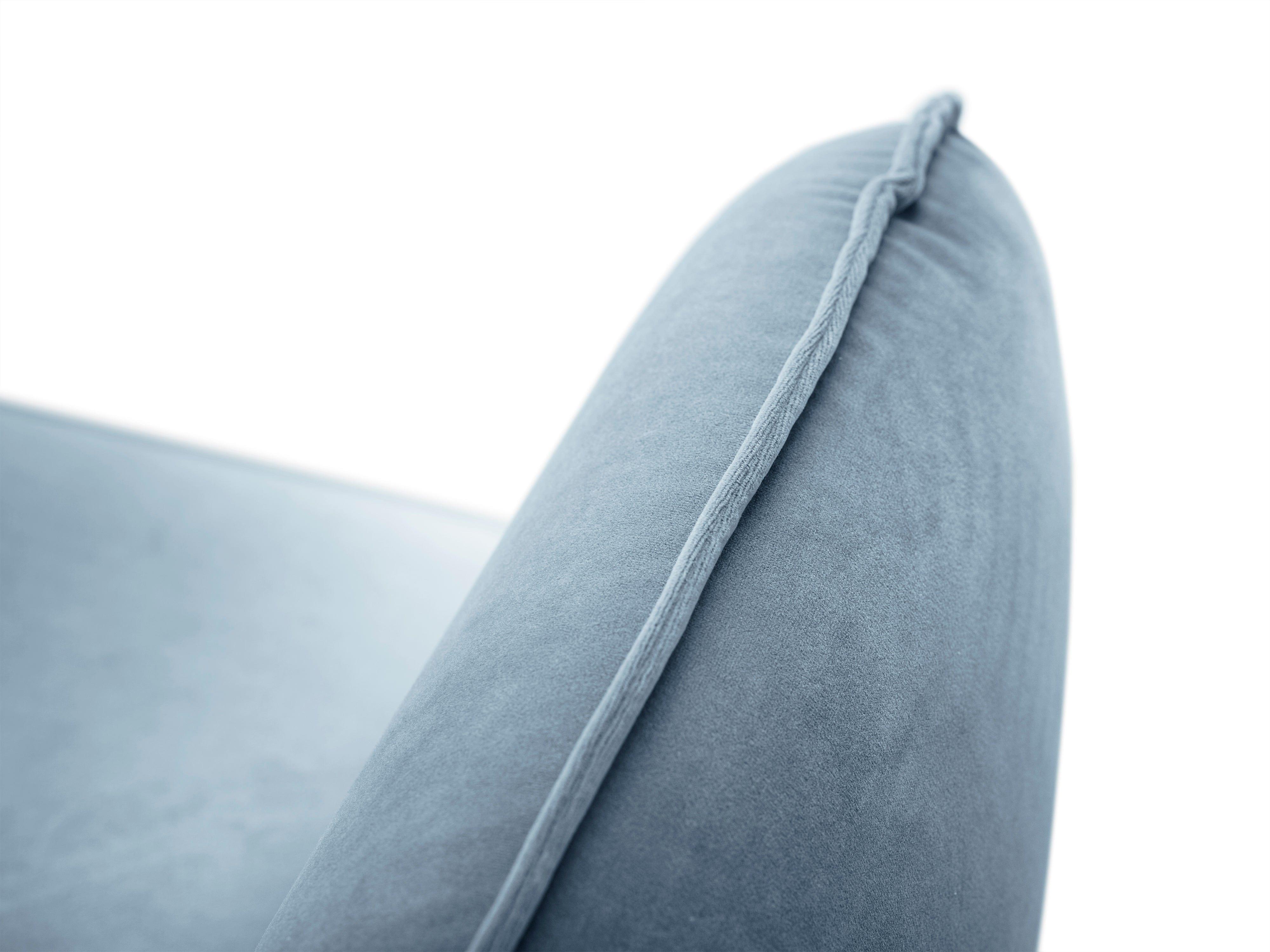 Sofa aksamitna 3-osobowa VIENNA jasnoniebieski ze złotą podstawą Cosmopolitan Design    Eye on Design