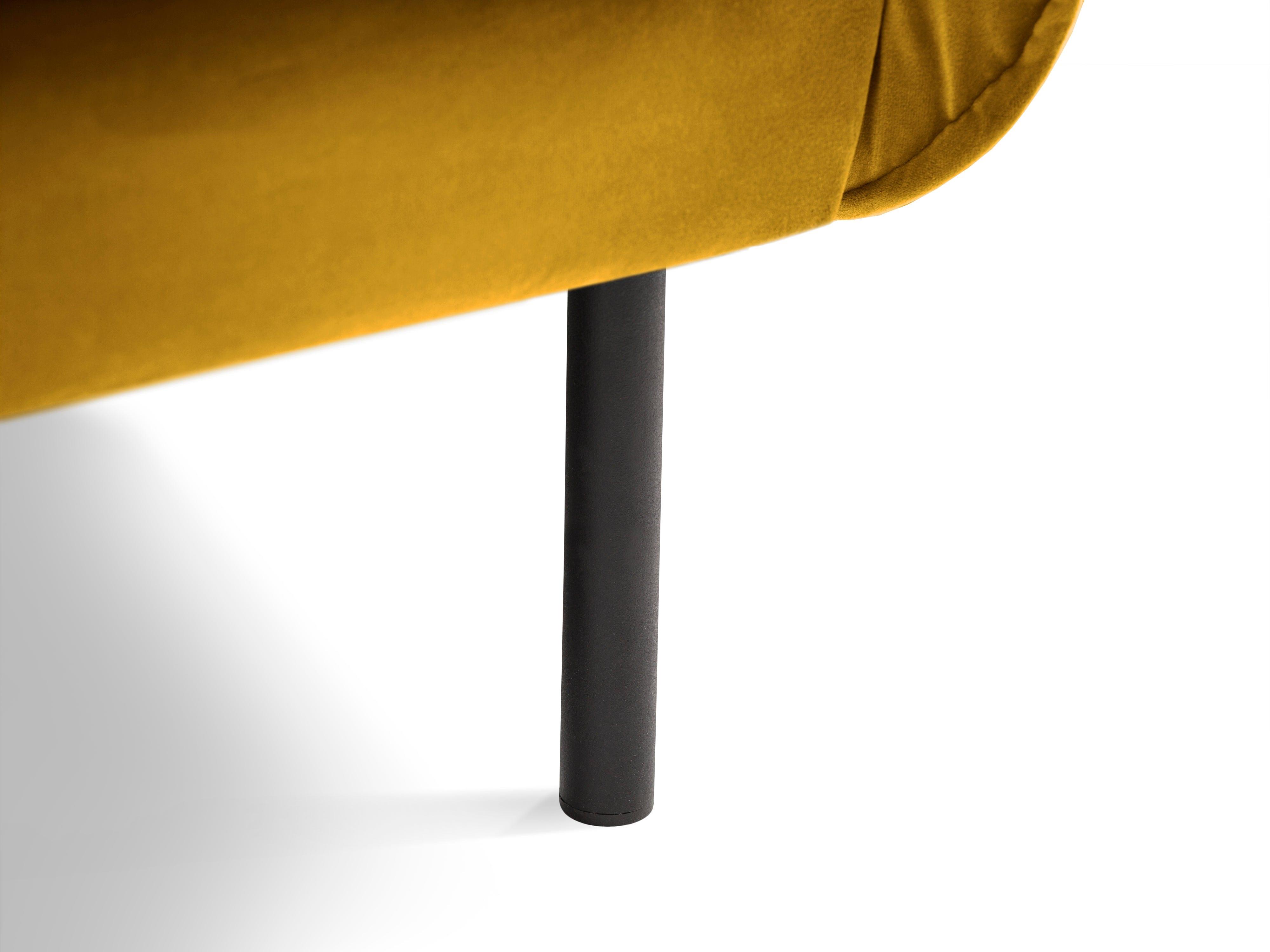 Sofa aksamitna 3-osobowa VIENNA żółty z czarną podstawą Cosmopolitan Design    Eye on Design