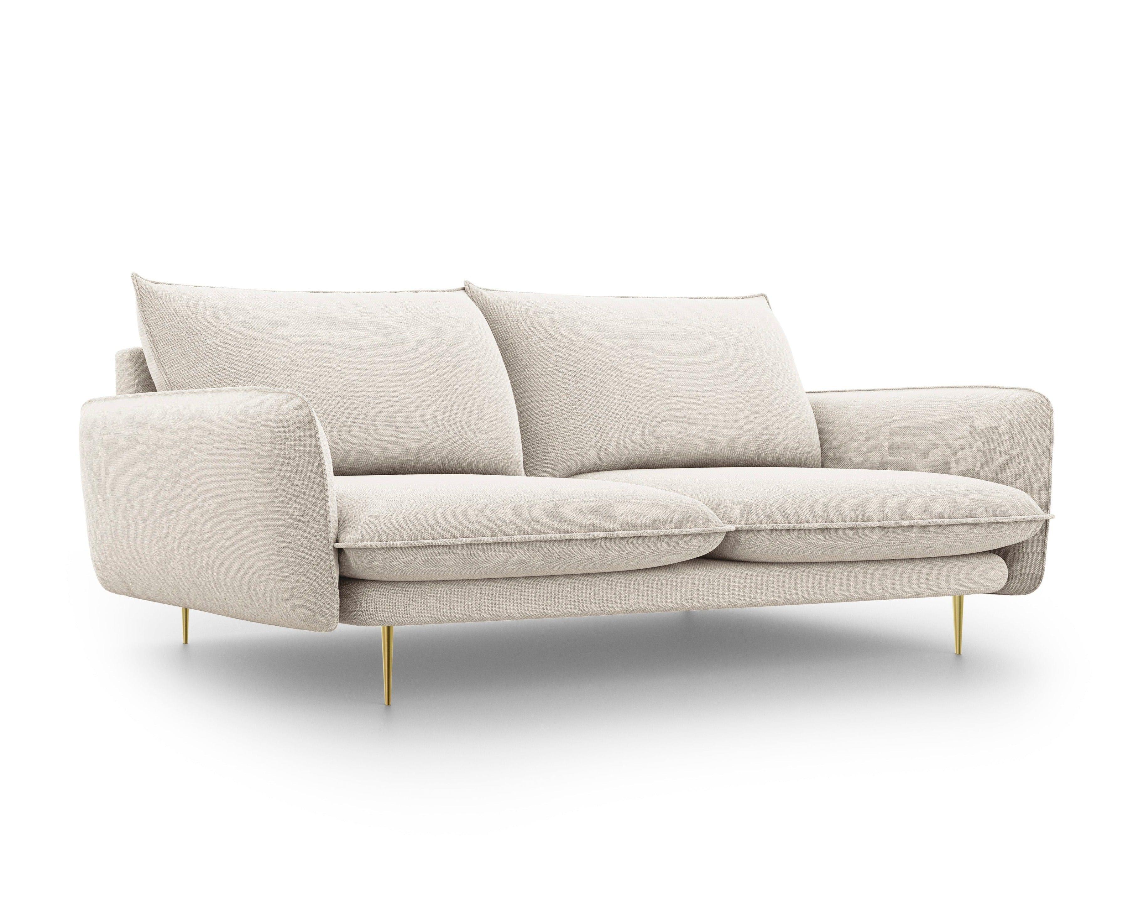 Sofa 3-osobowa VIENNA piaskowy ze złotą podstawą Cosmopolitan Design    Eye on Design