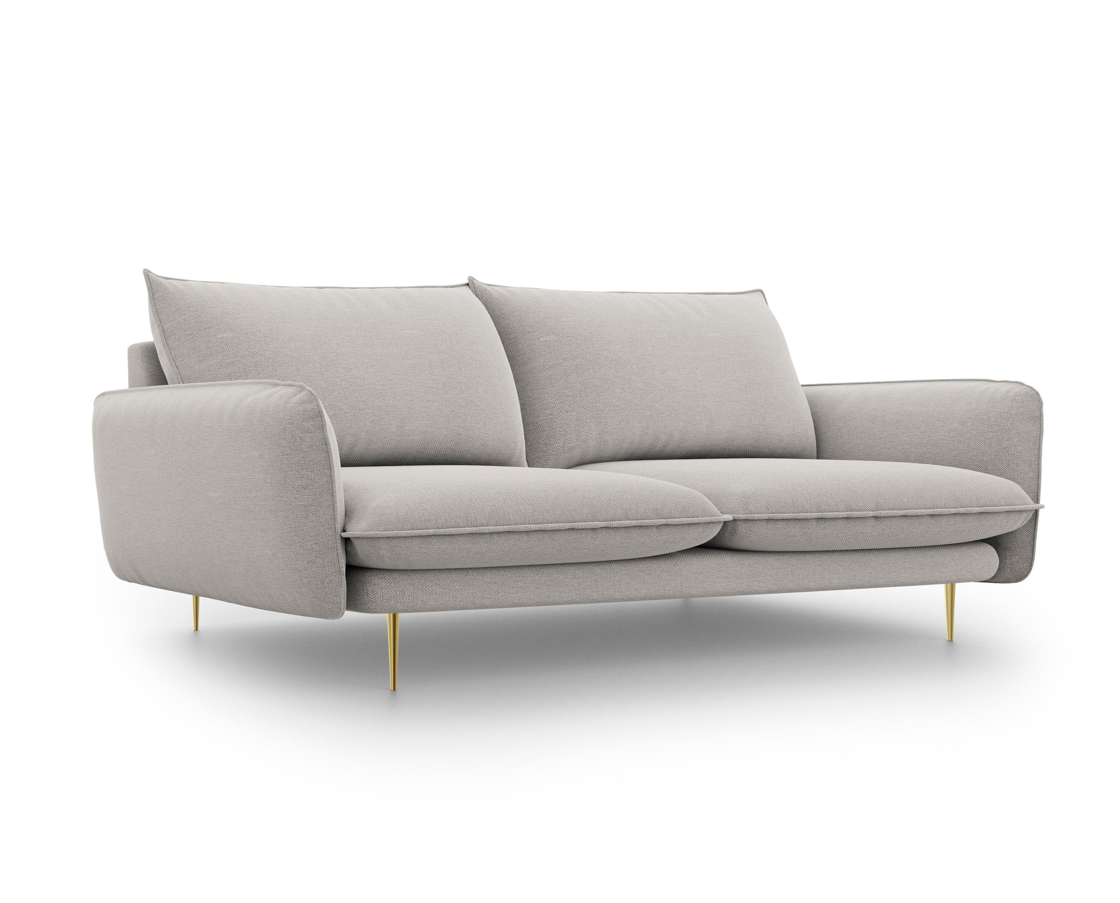Sofa 3-osobowa VIENNA jasnoszary ze złotą podstawą, Cosmopolitan Design, Eye on Design