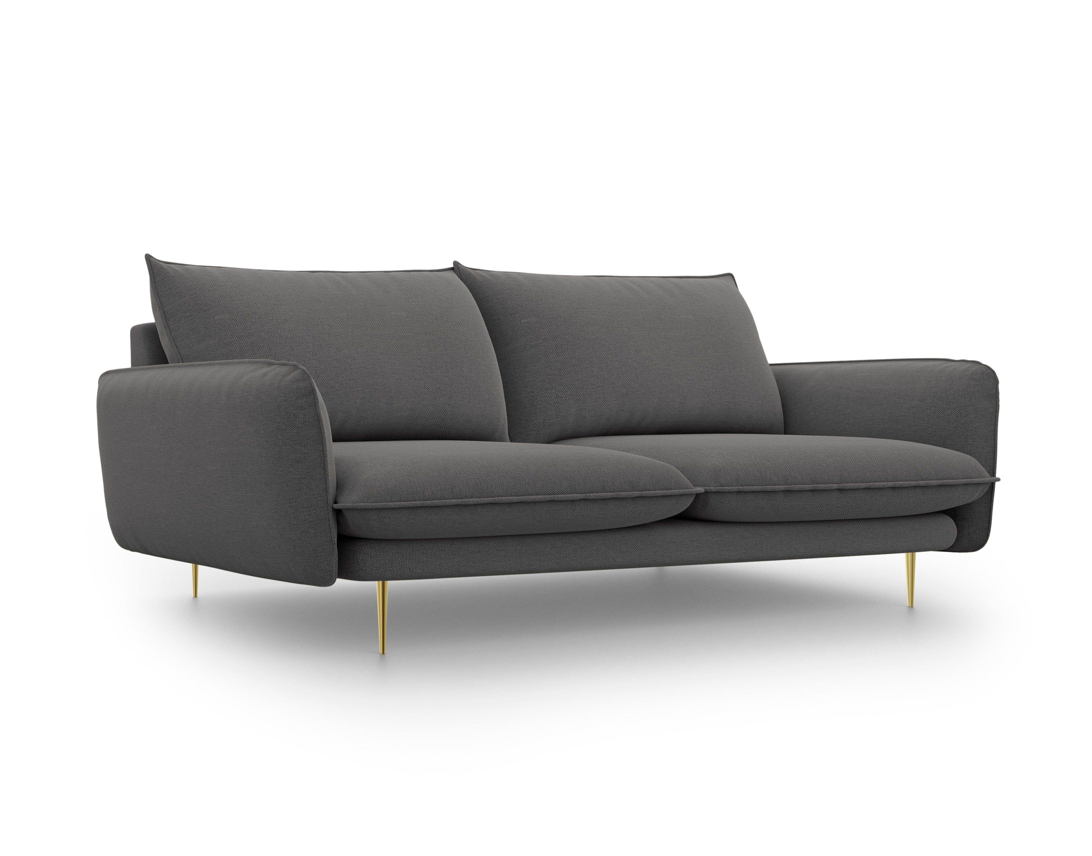 Sofa 3-osobowa VIENNA ciemnoszary ze złotą podstawą Cosmopolitan Design    Eye on Design