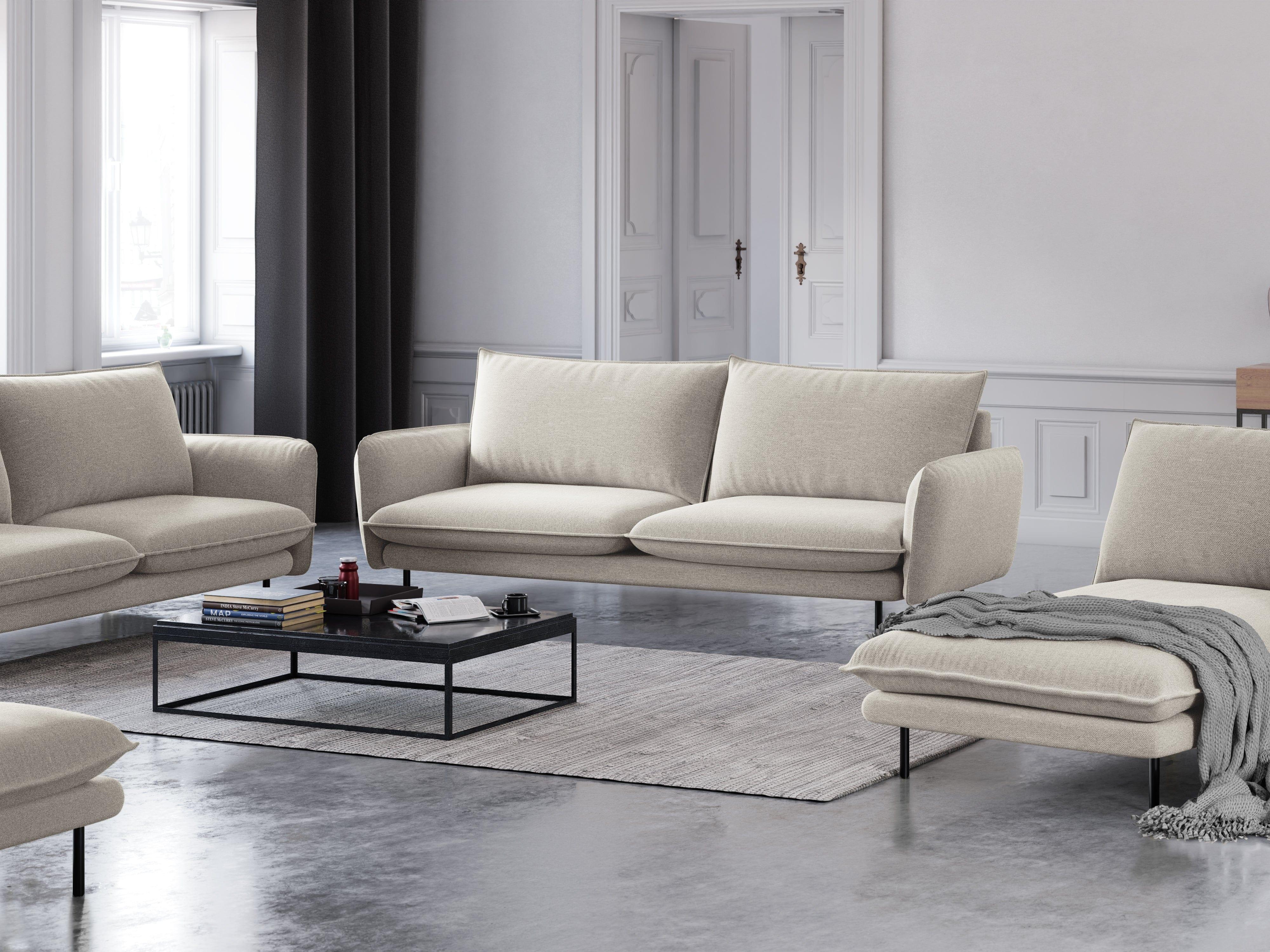 Sofa 3-osobowa VIENNA piaskowy z czarną podstawą Cosmopolitan Design    Eye on Design