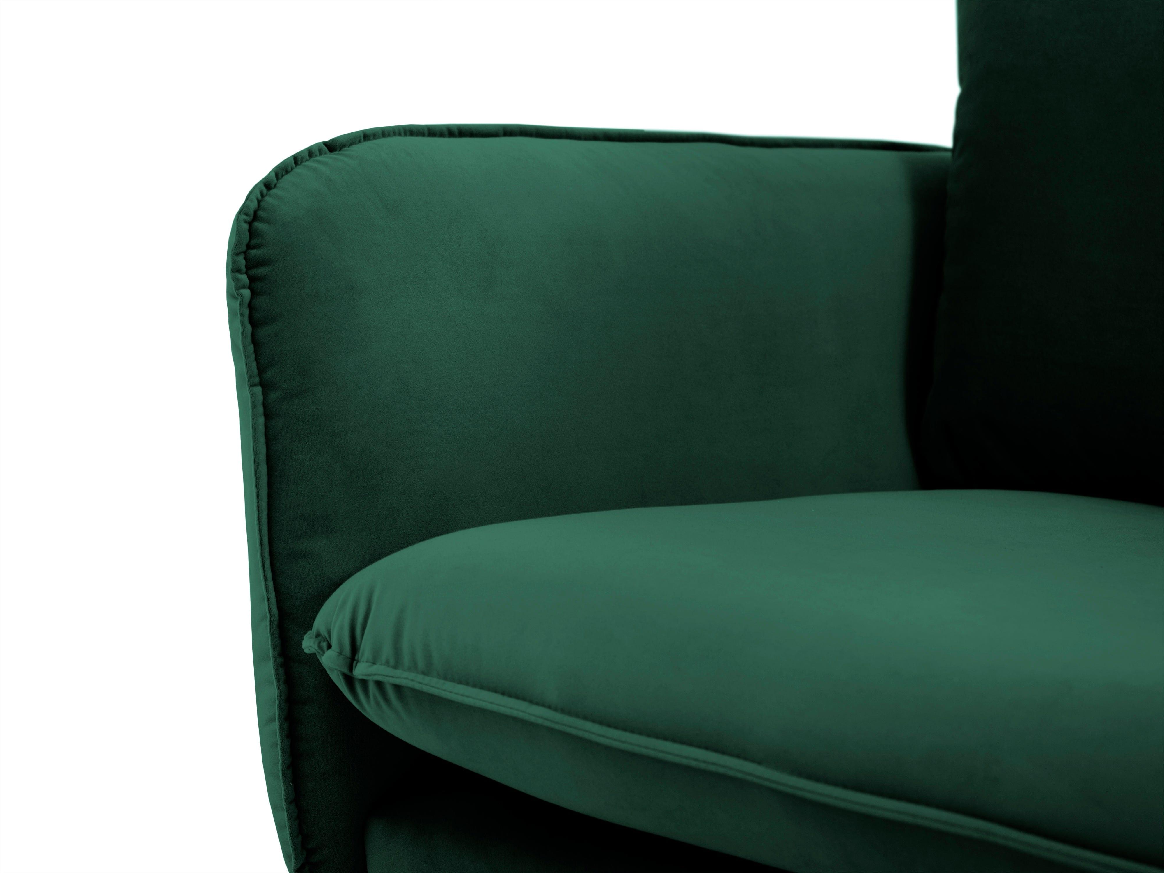 Sofa aksamitna 4-osobowa VIENNA zielony ze złotą podstawą Cosmopolitan Design    Eye on Design