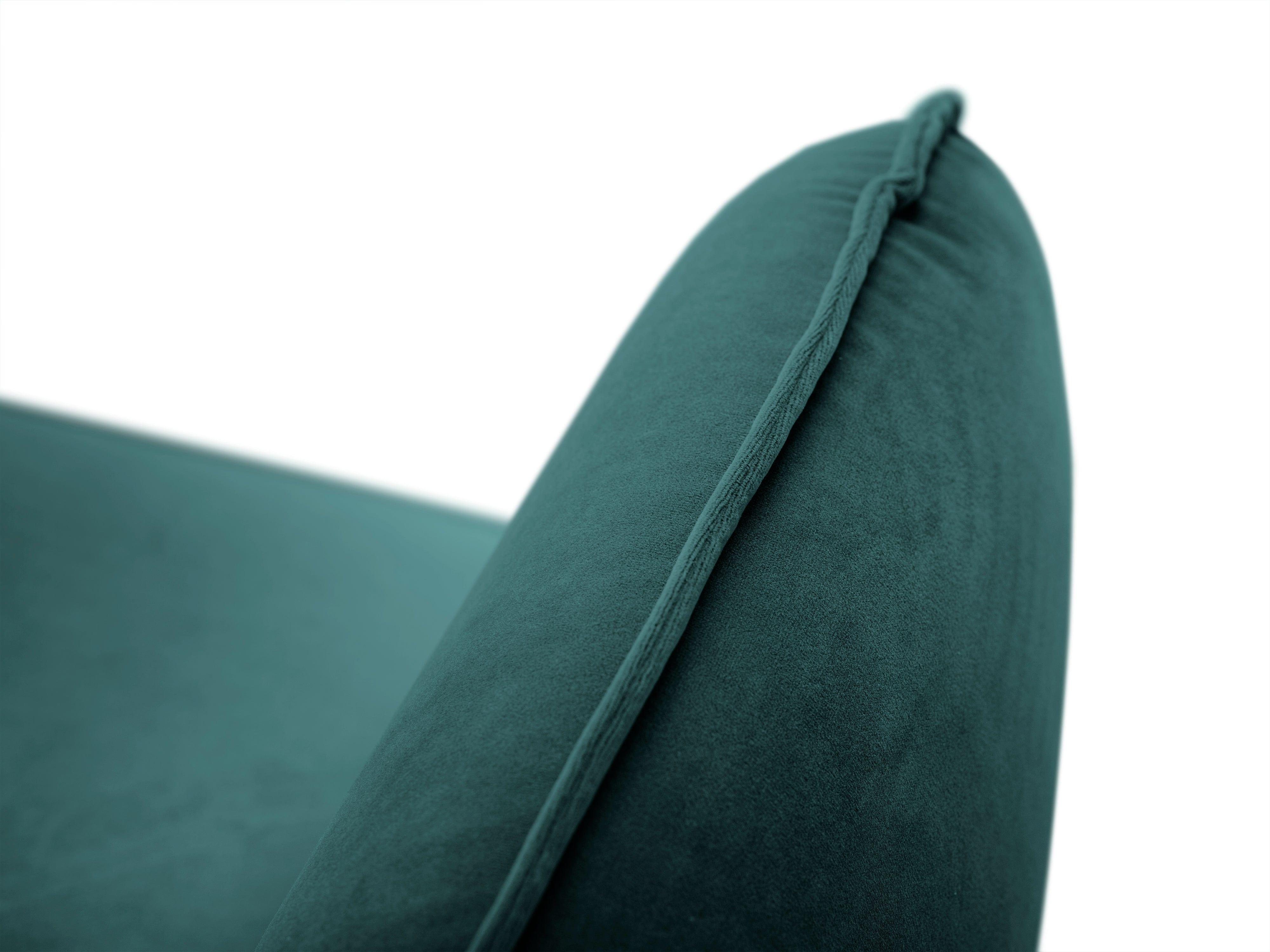 Sofa aksamitna 4-osobowa VIENNA morski ze złotą podstawą Cosmopolitan Design    Eye on Design