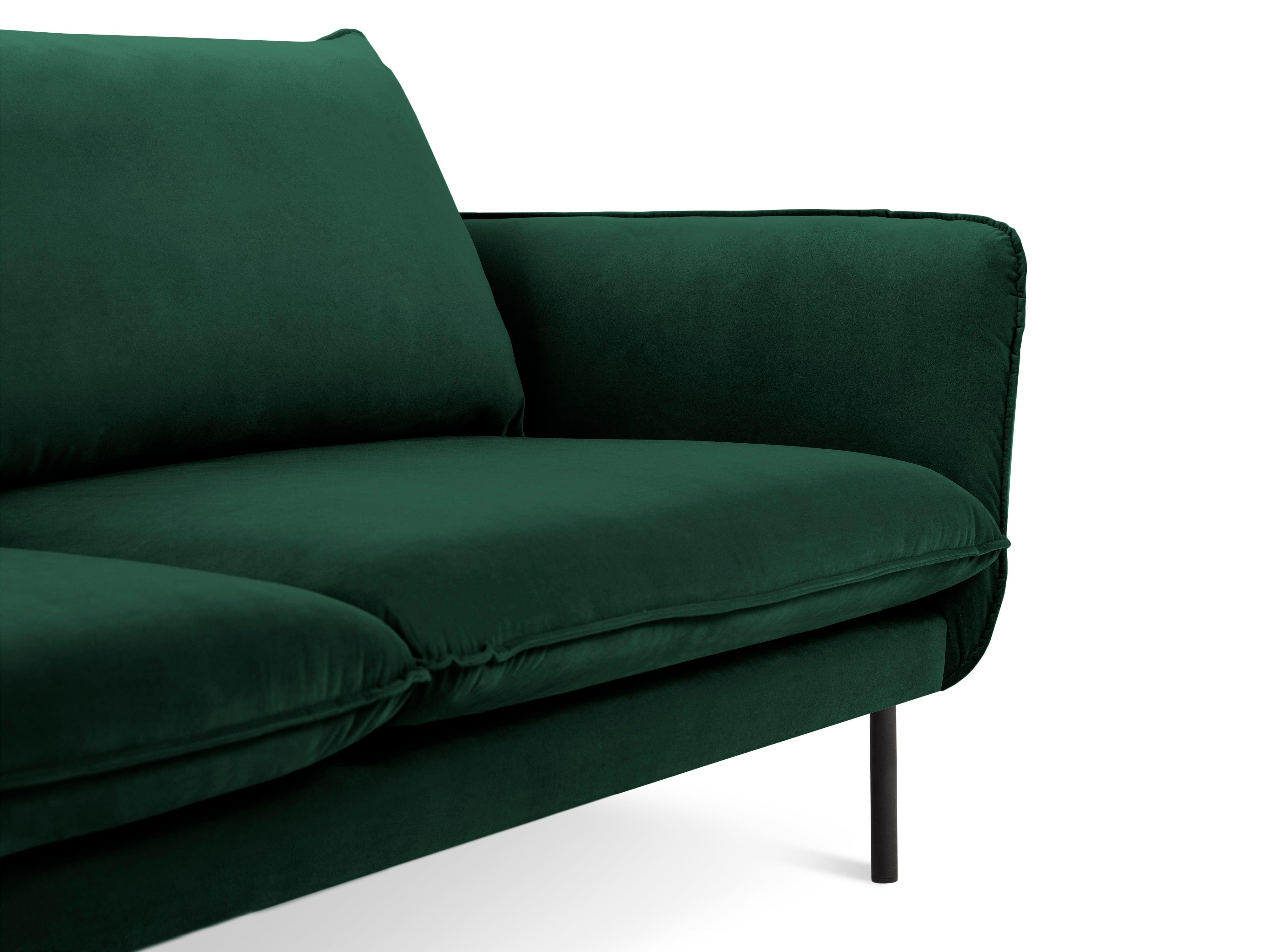 Sofa aksamitna 4-osobowa VIENNA zielony z czarną podstawą Cosmopolitan Design    Eye on Design
