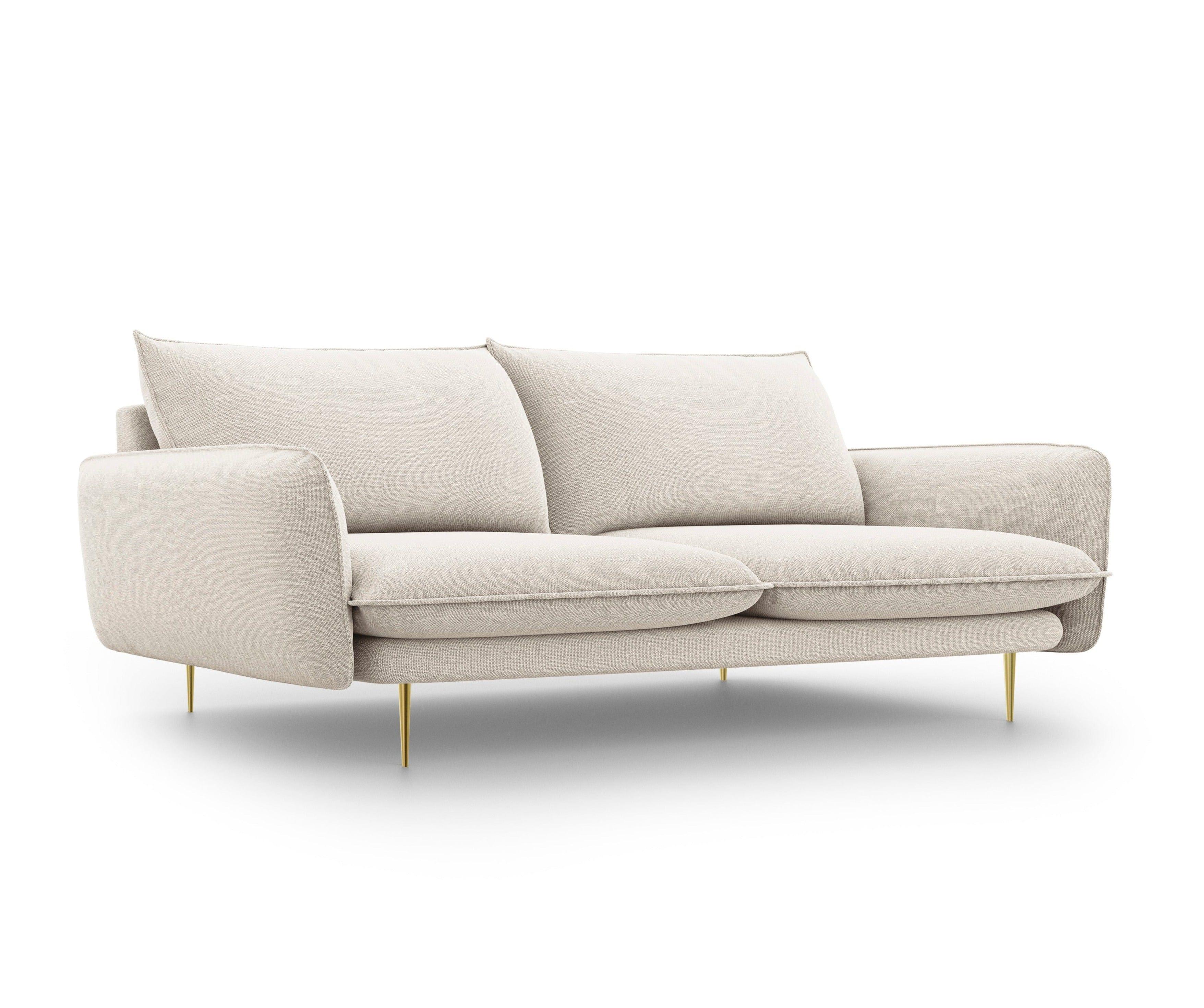 Sofa 4-osobowa VIENNA piaskowy ze złotą podstawą Cosmopolitan Design    Eye on Design