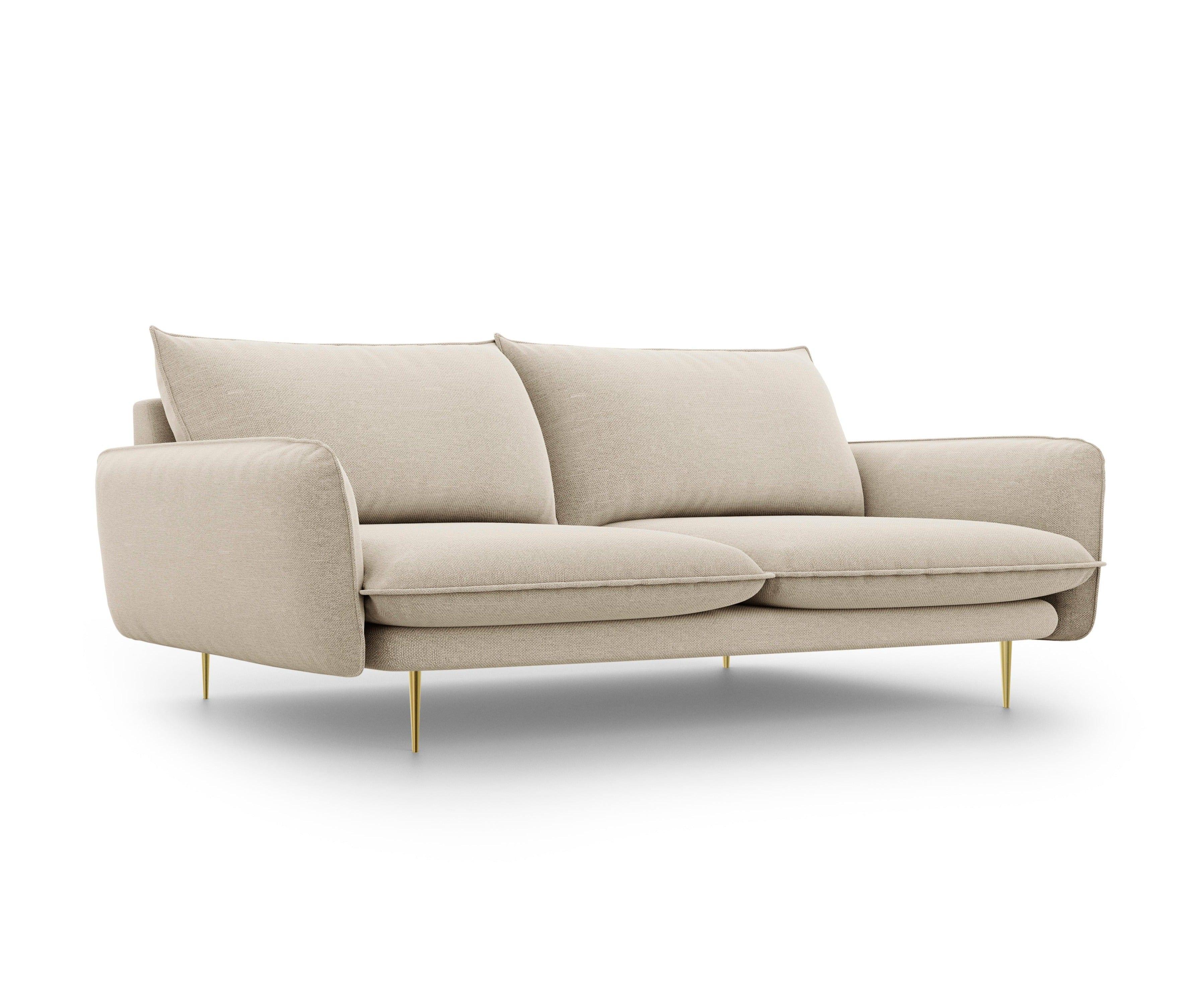 Sofa 4-osobowa VIENNA beżowy ze złotą podstawą Cosmopolitan Design    Eye on Design