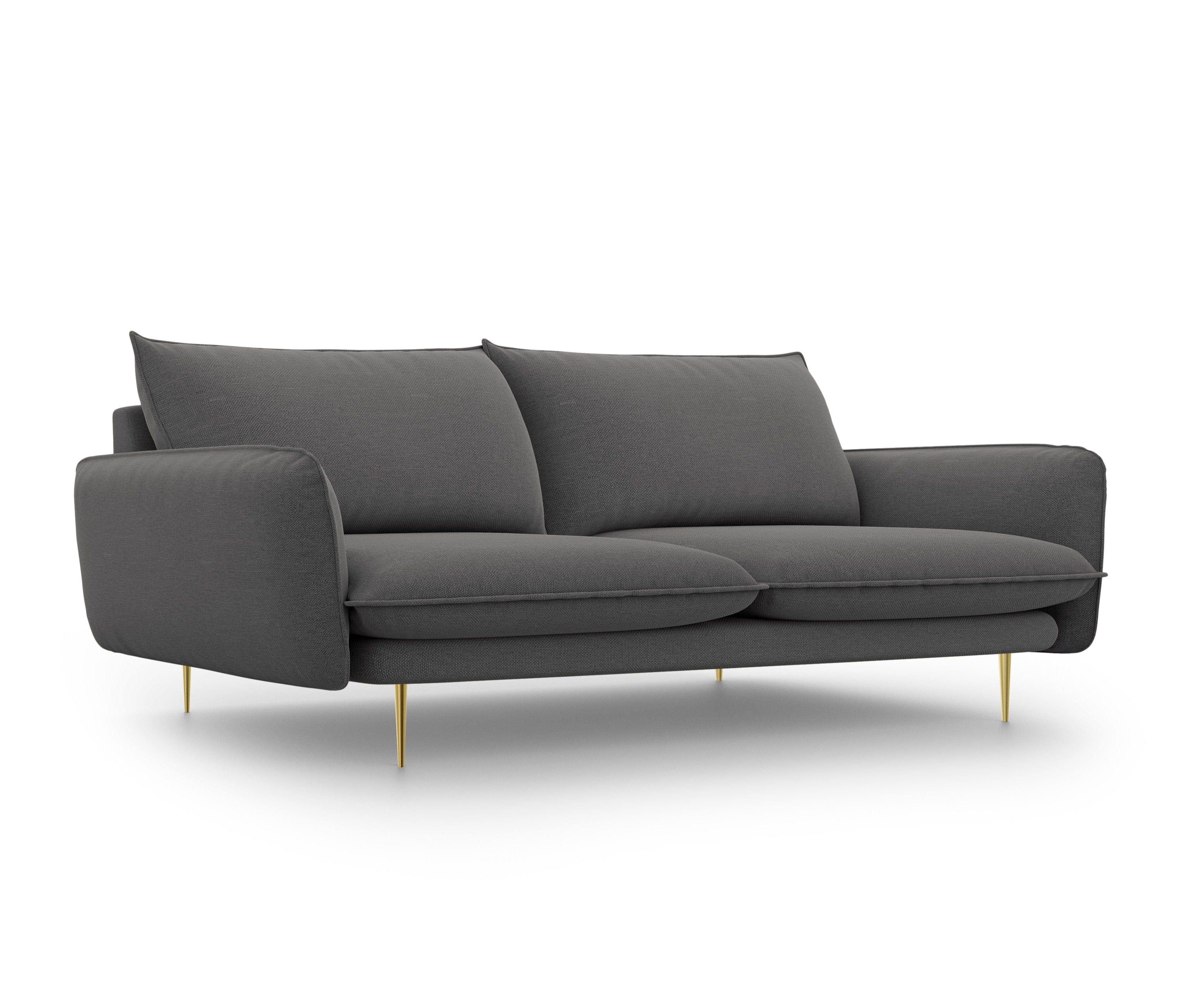 Sofa 4-osobowa VIENNA ciemnoszary ze złotą podstawą Cosmopolitan Design    Eye on Design
