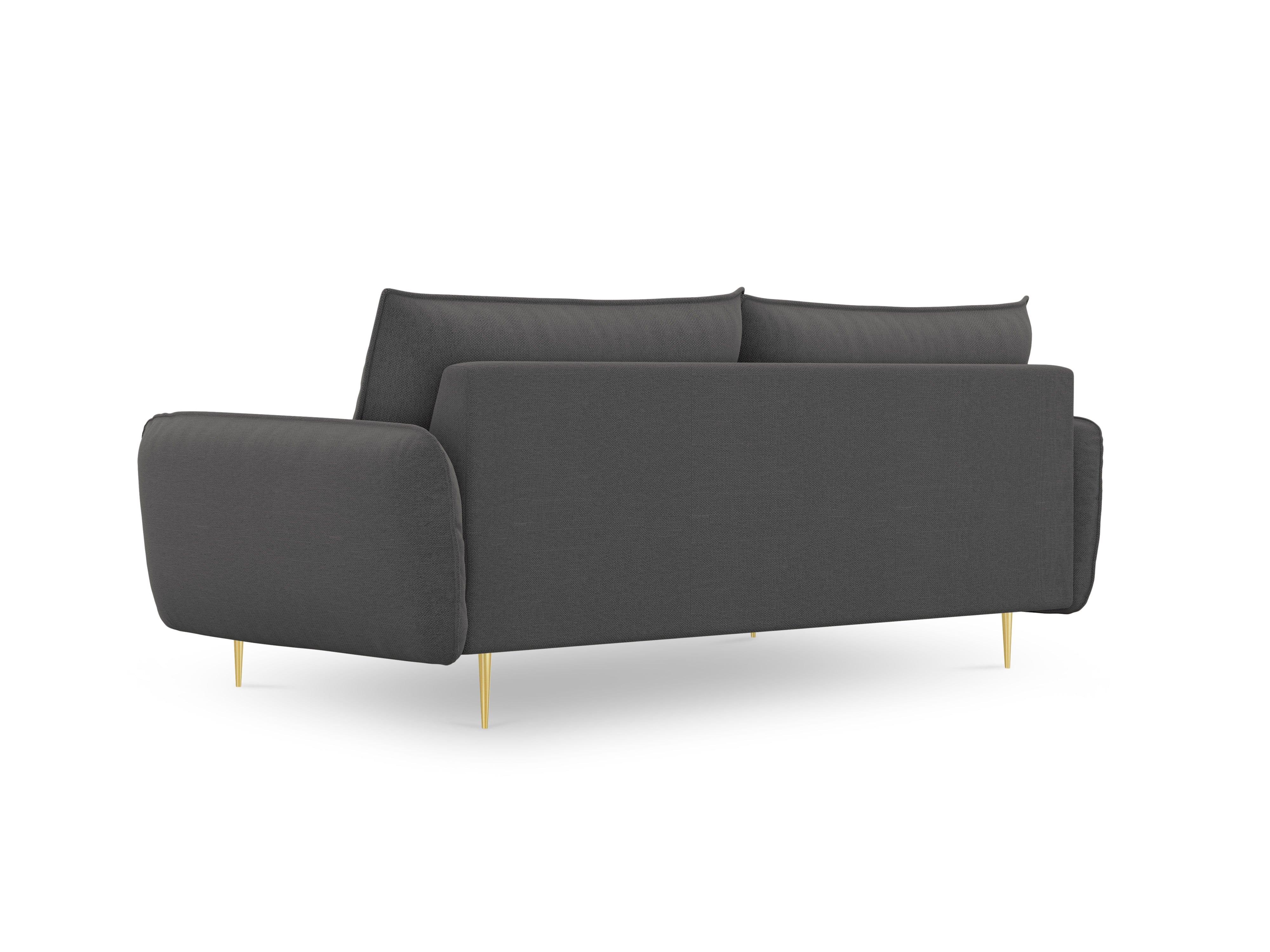 Sofa 4-osobowa VIENNA ciemnoszary ze złotą podstawą Cosmopolitan Design    Eye on Design