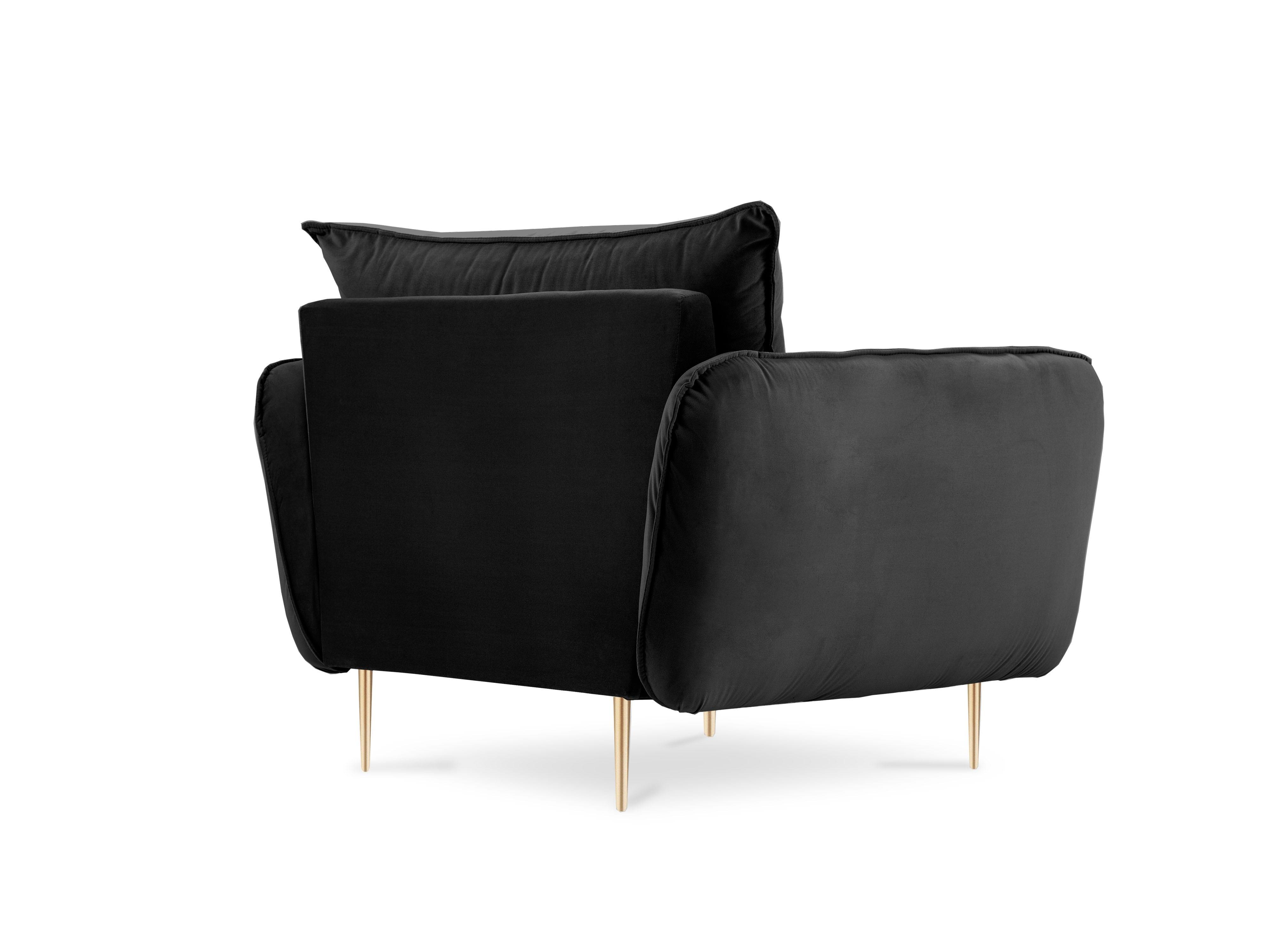 Fotel aksamitny VIENNA czarny ze złotą podstawą Cosmopolitan Design    Eye on Design