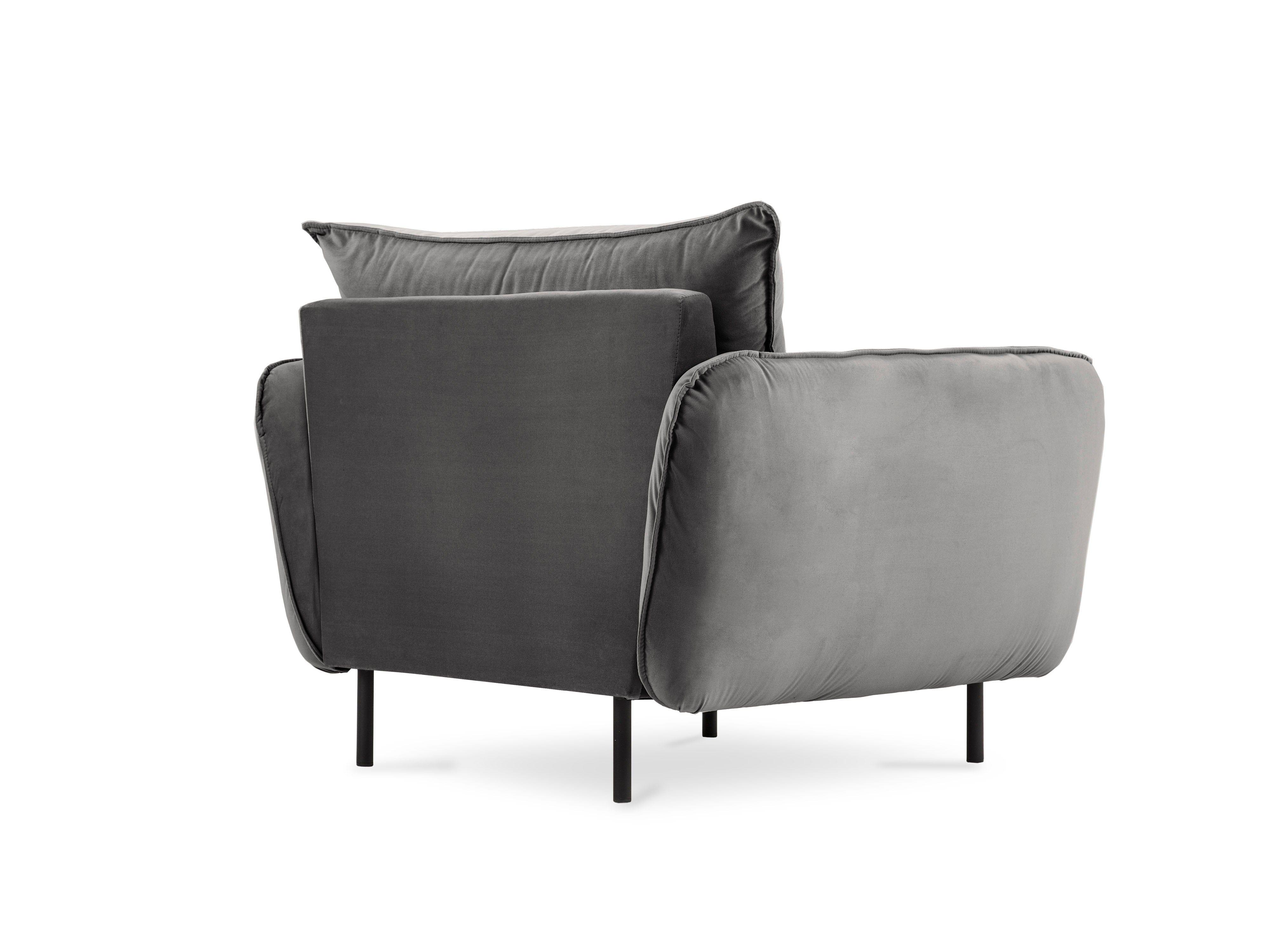 Fotel aksamitny VIENNA ciemnoszary z czarną podstawą Cosmopolitan Design    Eye on Design