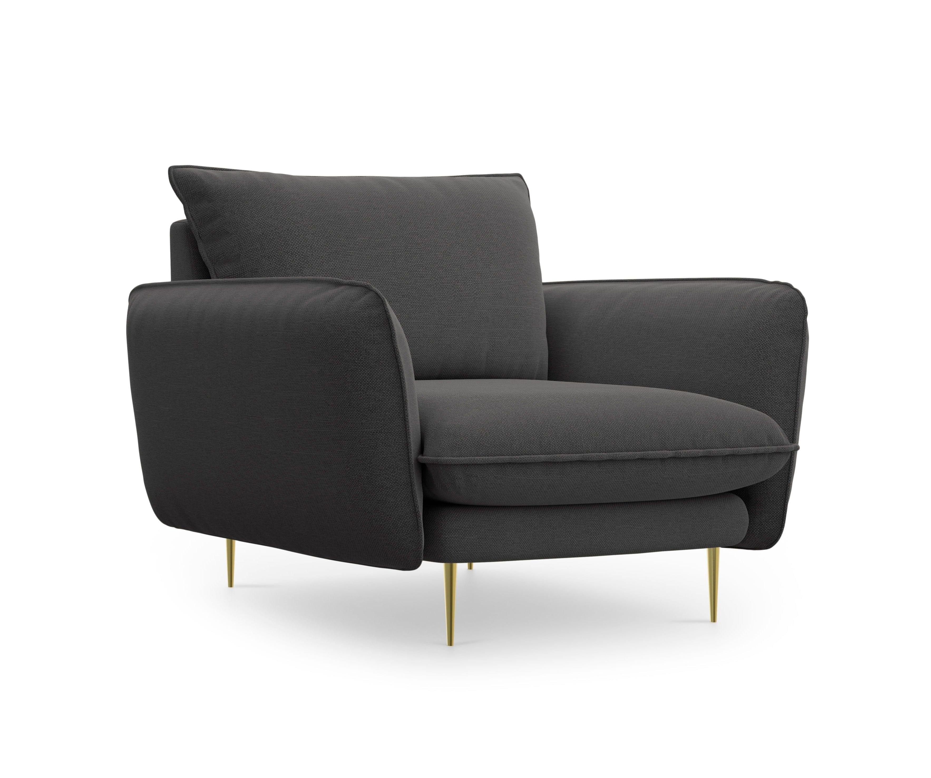 Fotel VIENNA ciemnoszary ze złotą podstawą Cosmopolitan Design    Eye on Design