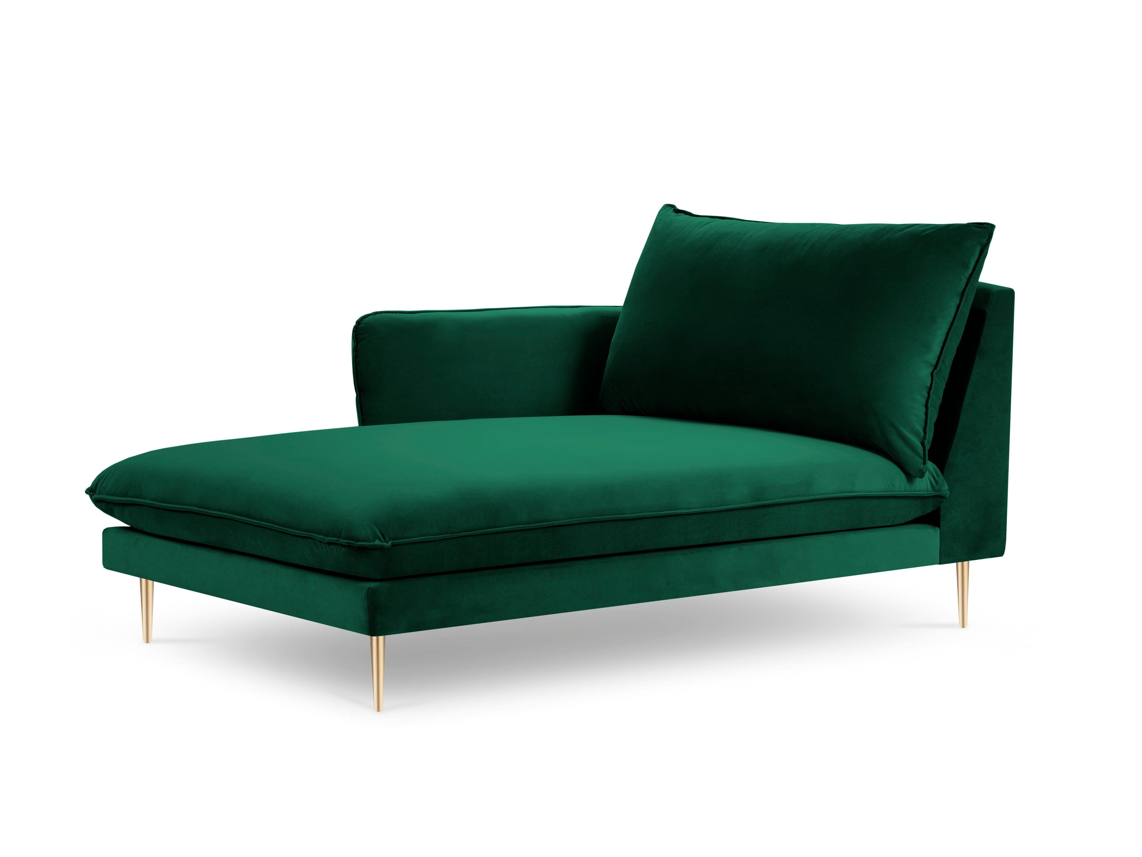 Szezlong aksamitny lewostronny VIENNA zielony ze złotą podstawą Cosmopolitan Design    Eye on Design