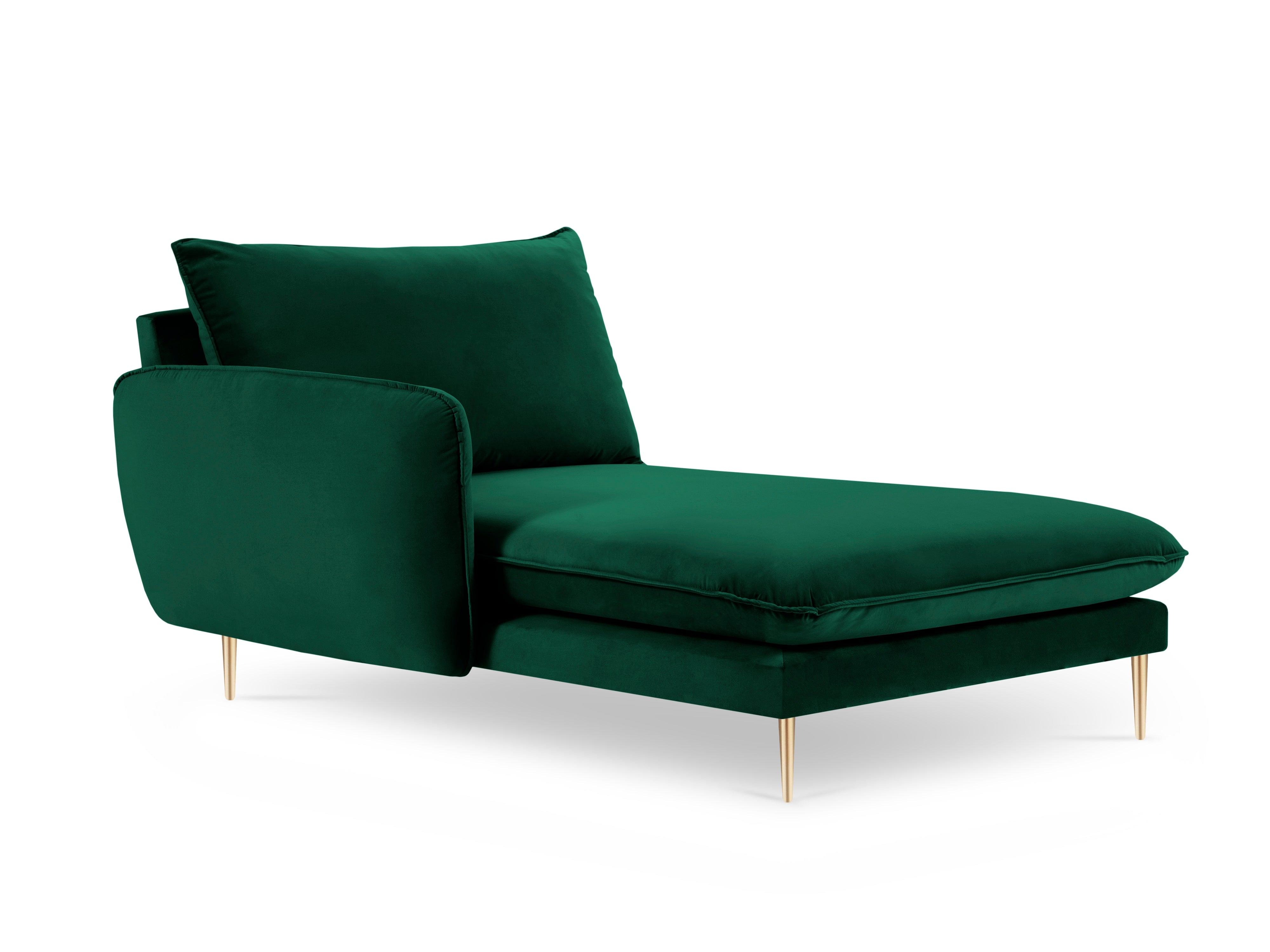 Szezlong aksamitny lewostronny VIENNA zielony ze złotą podstawą Cosmopolitan Design    Eye on Design