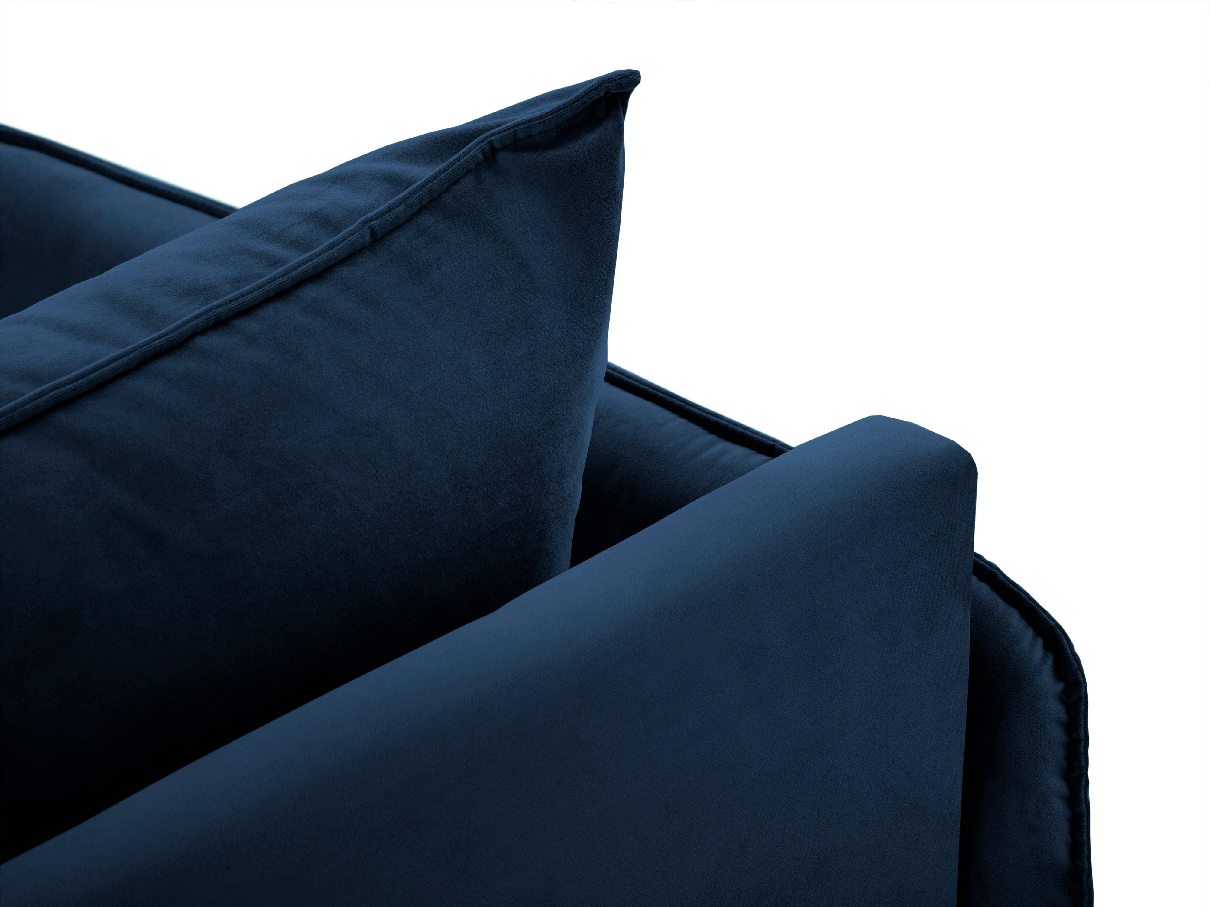 Szezlong aksamitny lewostronny VIENNA niebieski z czarną podstawą Cosmopolitan Design    Eye on Design