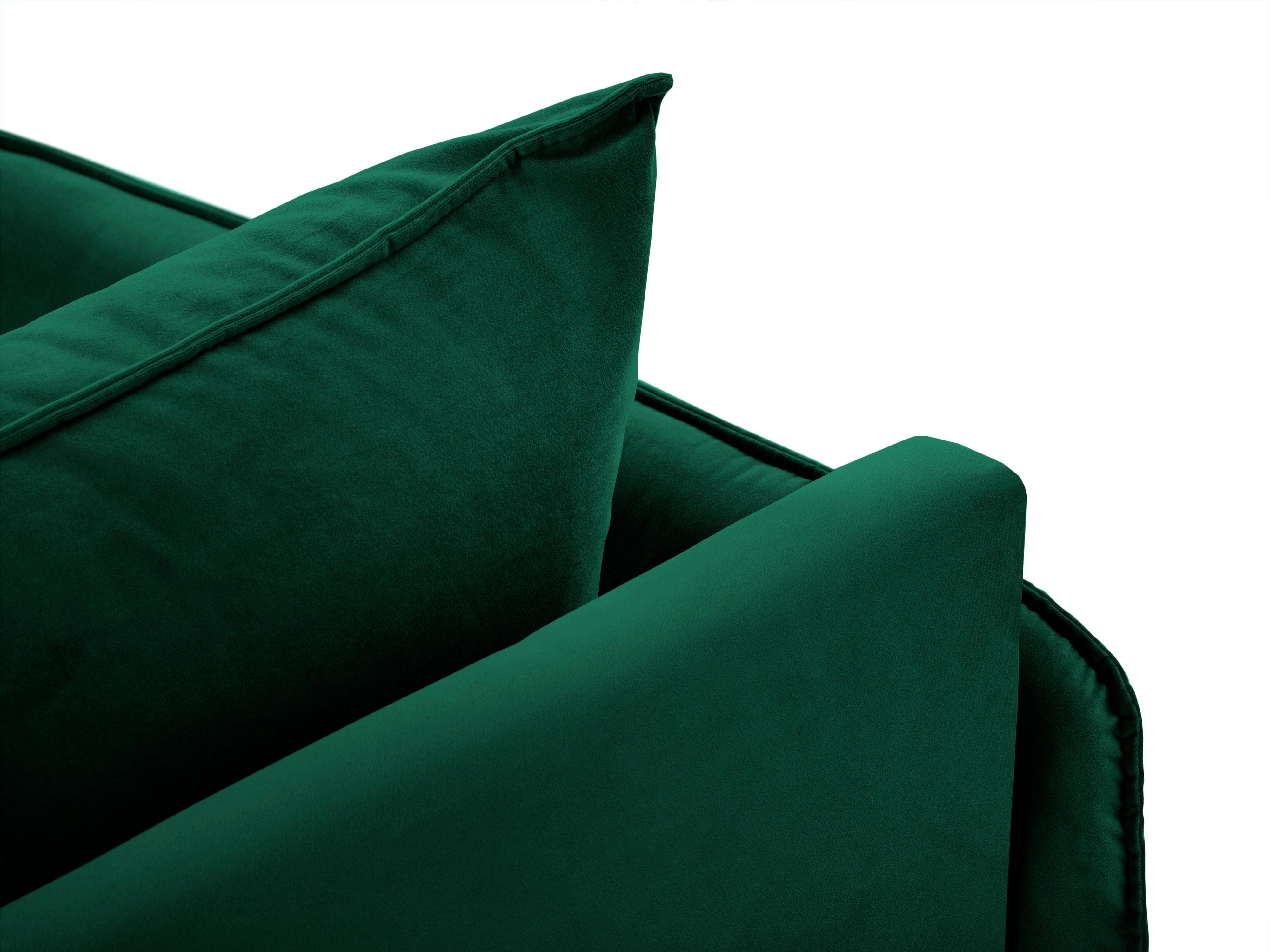 Szezlong aksamitny lewostronny VIENNA zielony z czarną podstawą, Cosmopolitan Design, Eye on Design