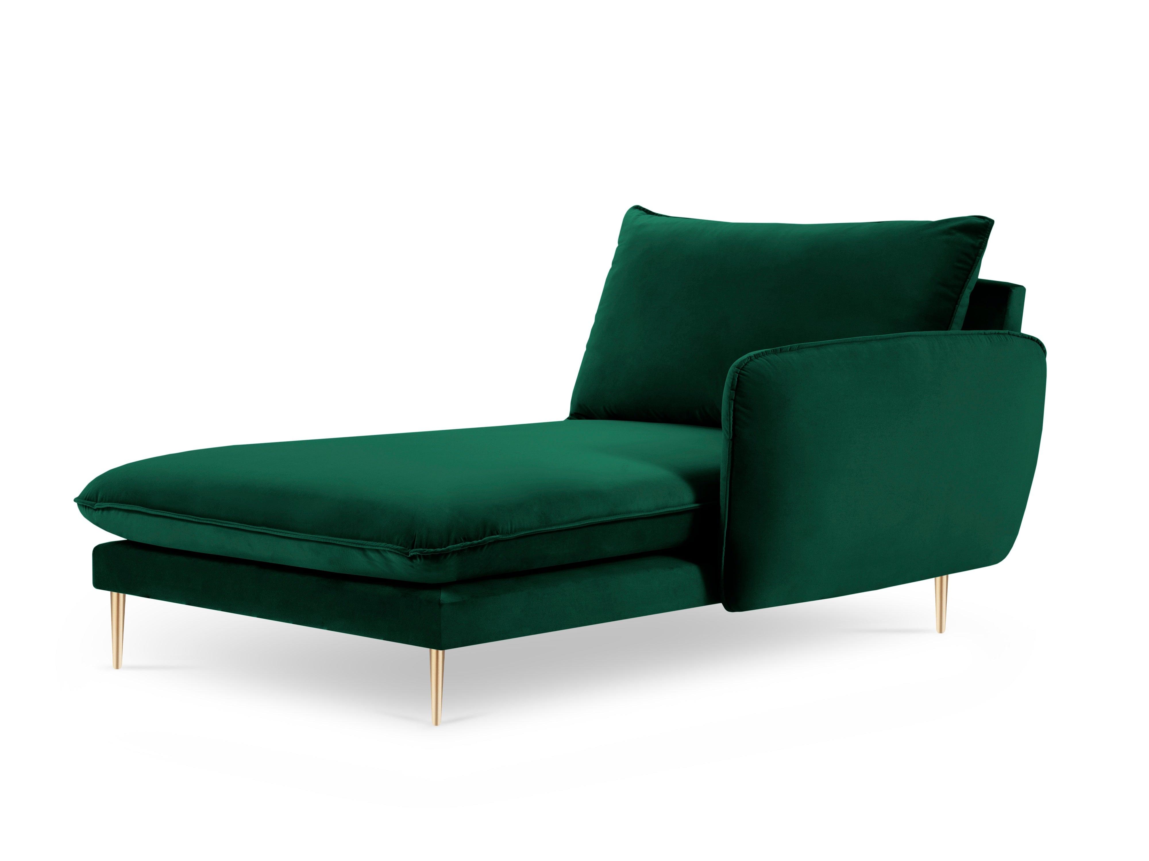 Szezlong aksamitny prawostronny VIENNA zielony ze złotą podstawą Cosmopolitan Design    Eye on Design