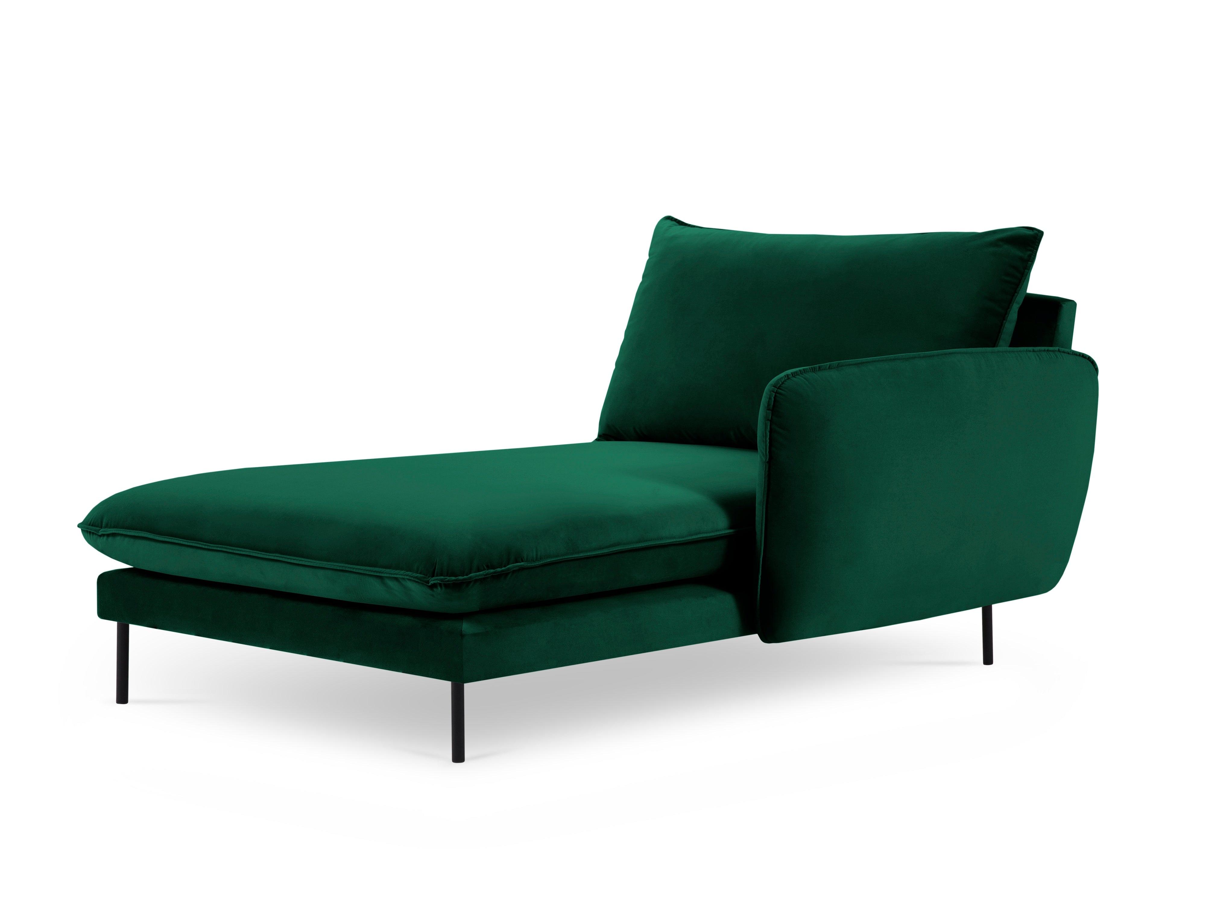 Szezlong aksamitny prawostronny VIENNA zielony z czarną podstawą Cosmopolitan Design    Eye on Design
