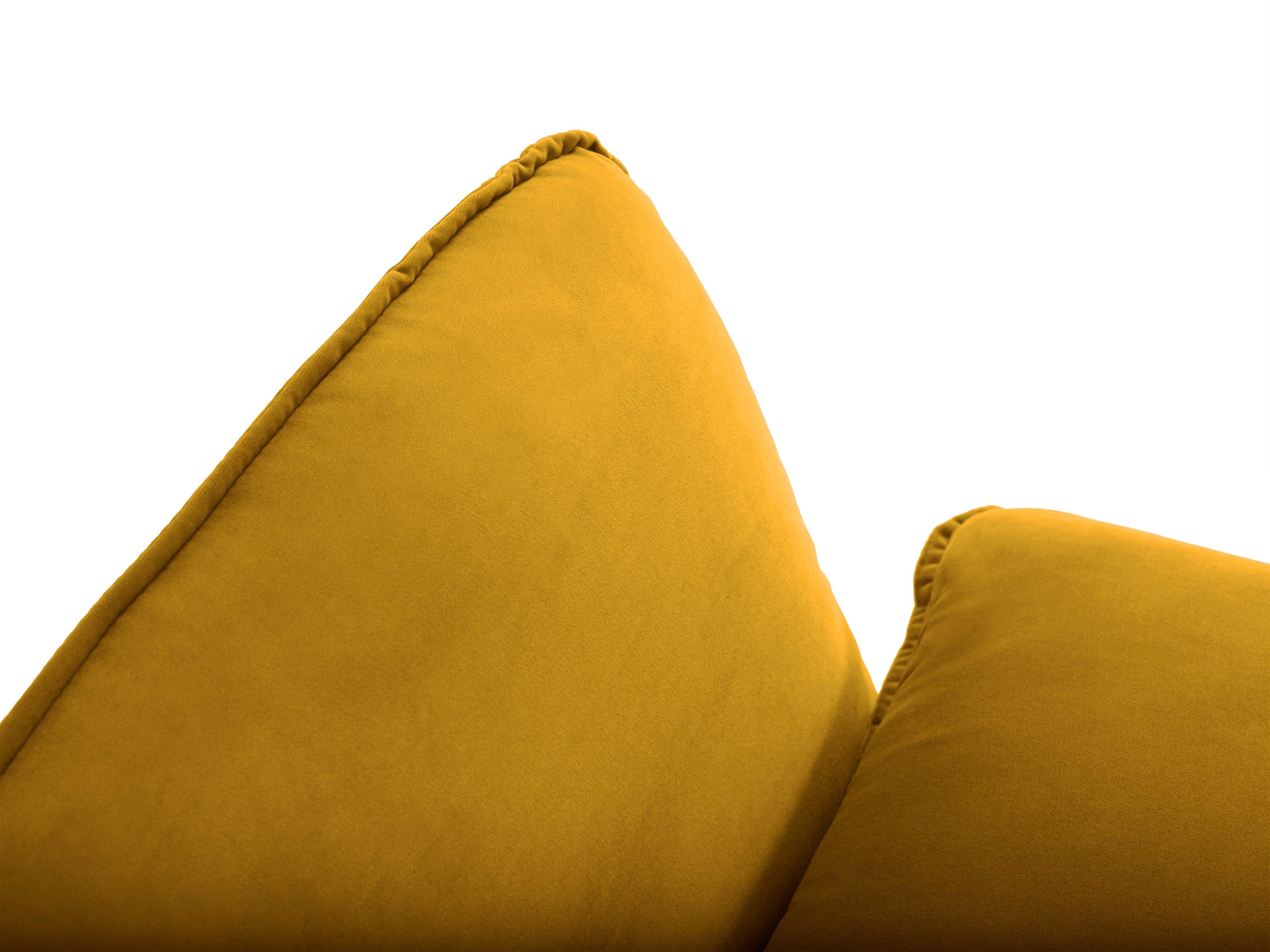 Narożnik aksamitny lewostronny VIENNA żółty ze złotą podstawą Cosmopolitan Design    Eye on Design