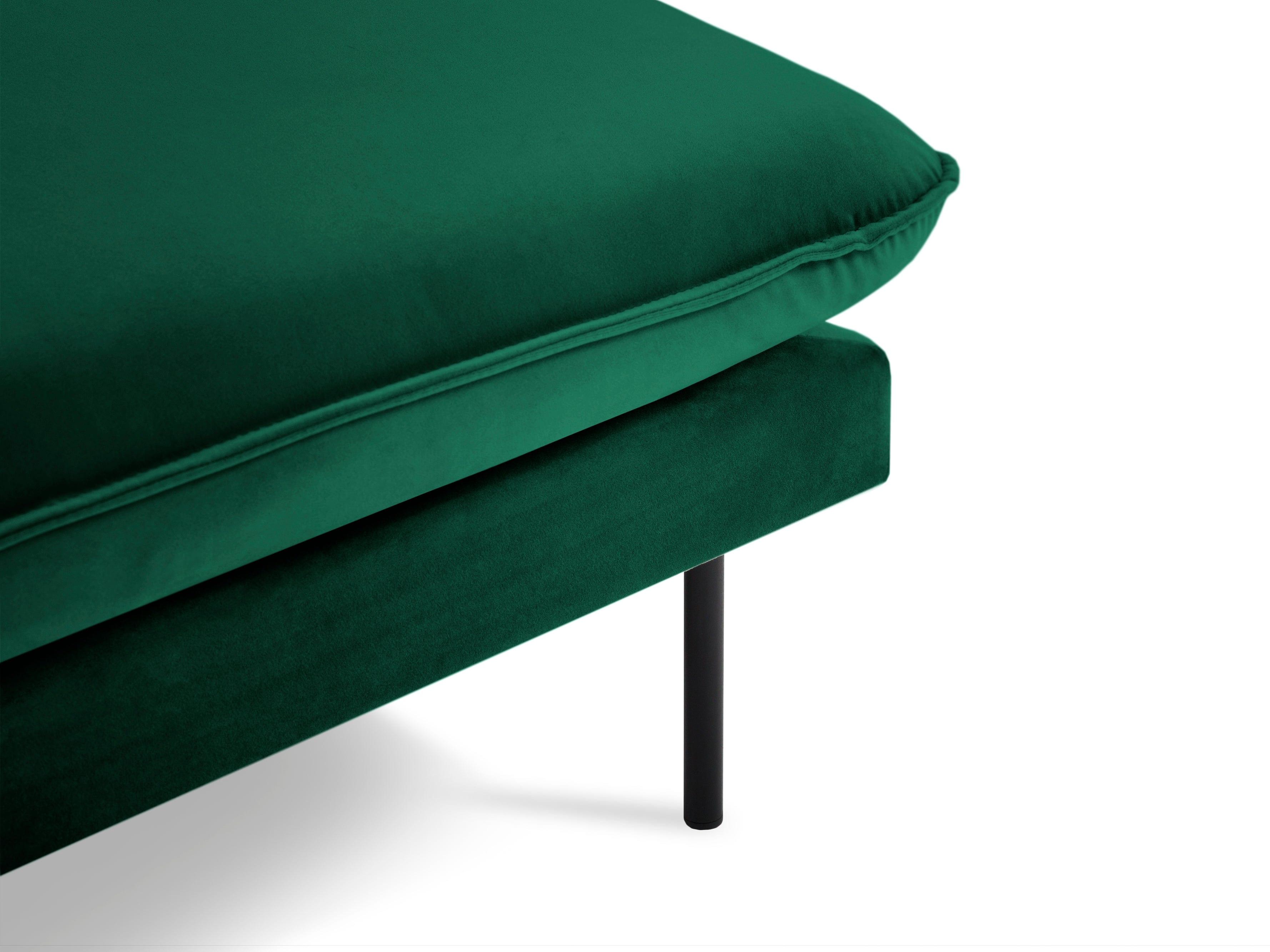 Narożnik aksamitny lewostronny VIENNA zielony z czarną podstawą Cosmopolitan Design    Eye on Design