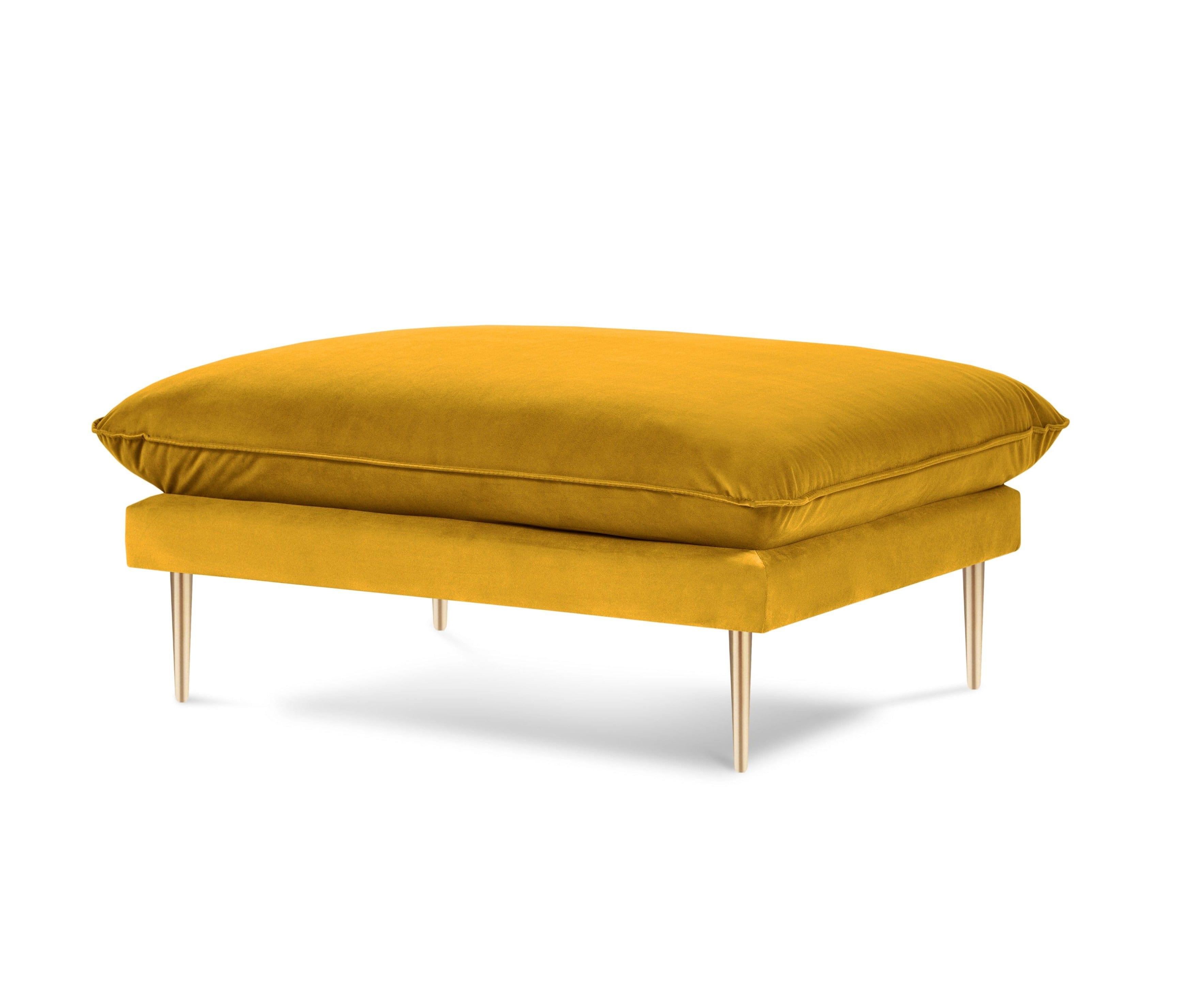 Puf aksamitny VIENNA żółty ze złotą podstawą Cosmopolitan Design    Eye on Design
