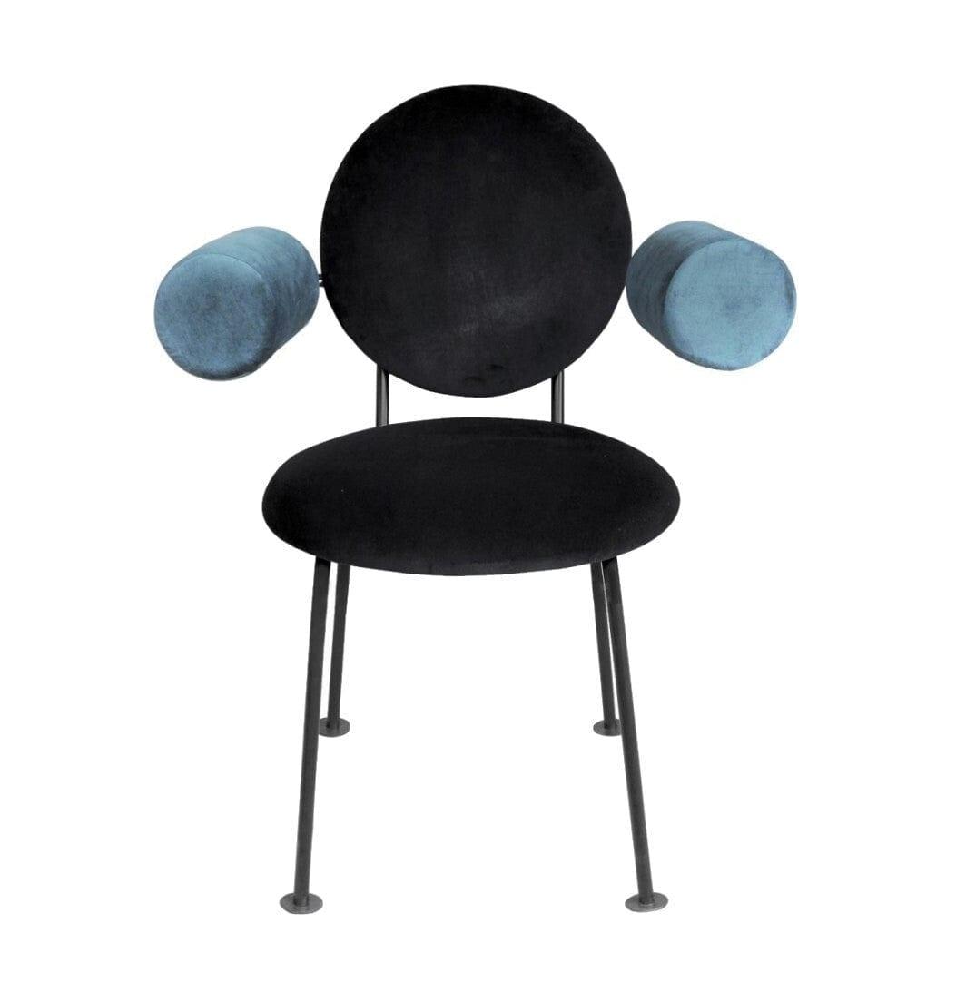 Fotel MEDALLION czarny z niebieskim Happy Barok    Eye on Design