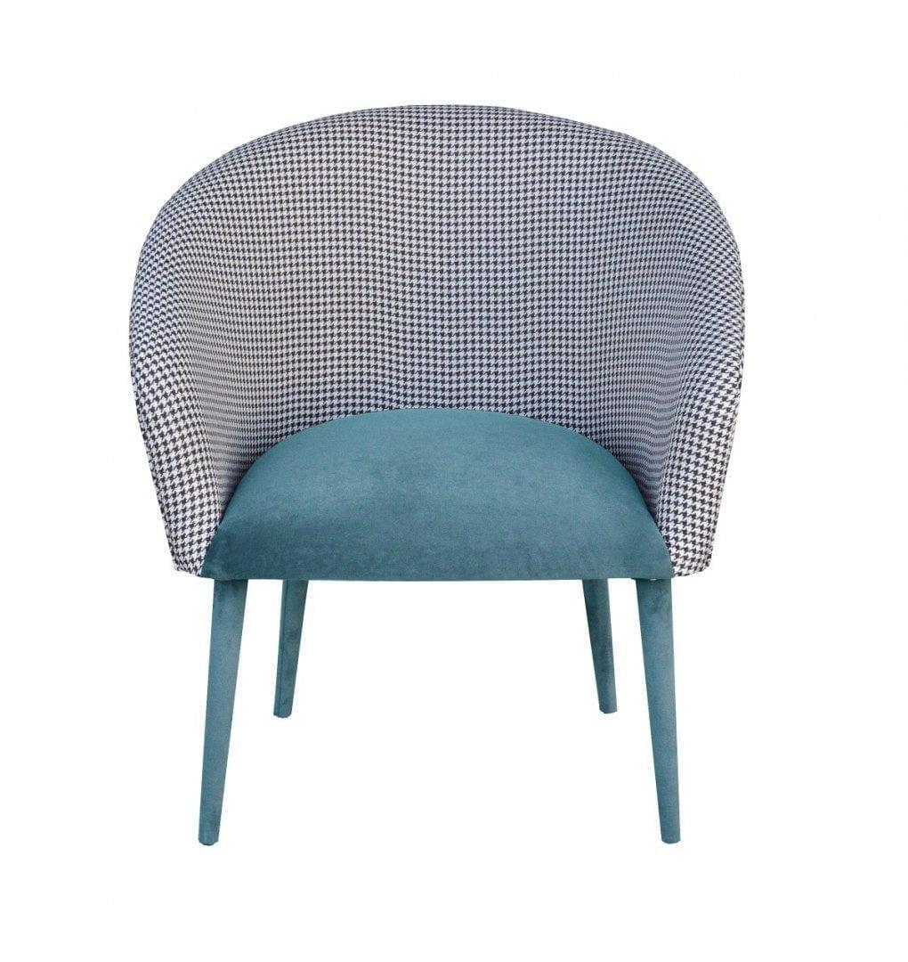 Fotel PLUM 2 pepitka z błękitnym Happy Barok    Eye on Design