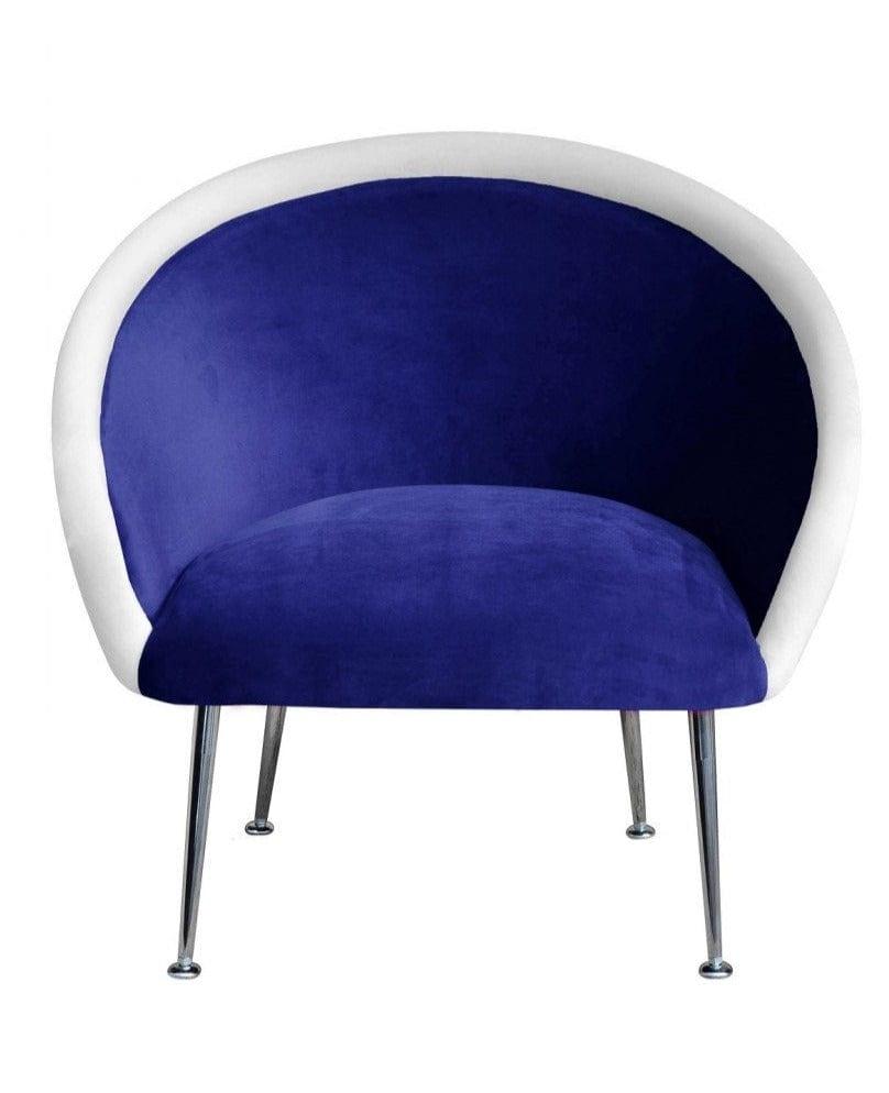Fotel PLUM 3 niebieski z białym wałkiem, Happy Barok, Eye on Design