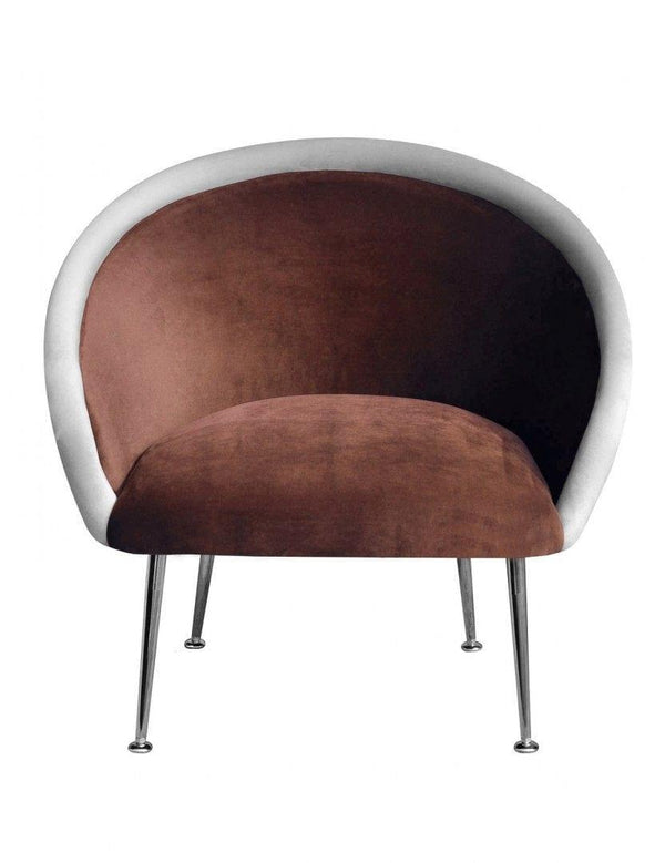 Fotel PLUM 3 brązowy z białym wałkiem Happy Barok    Eye on Design