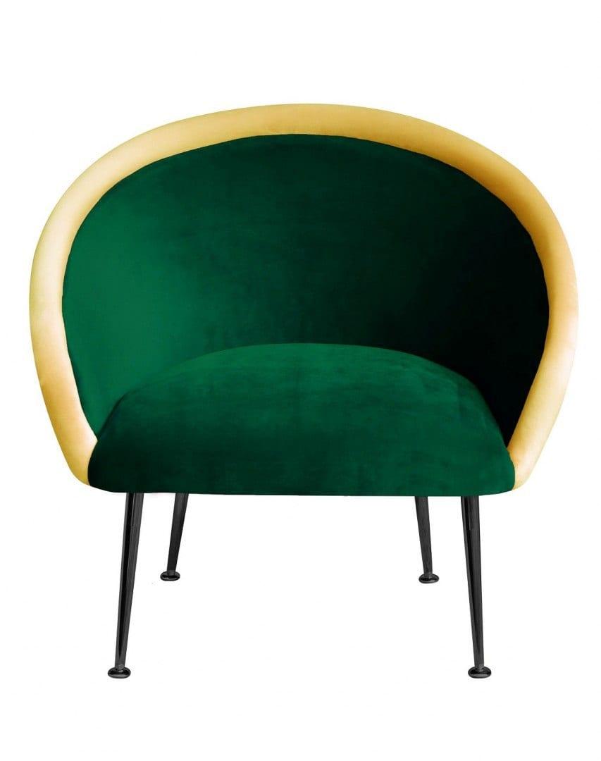 Fotel PLUM 3 zielony z żółtym wałkiem Happy Barok    Eye on Design