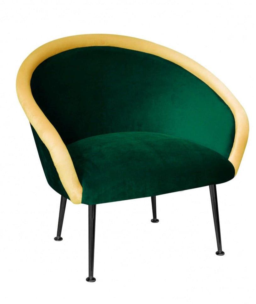 Fotel PLUM 3 zielony z żółtym wałkiem Happy Barok    Eye on Design
