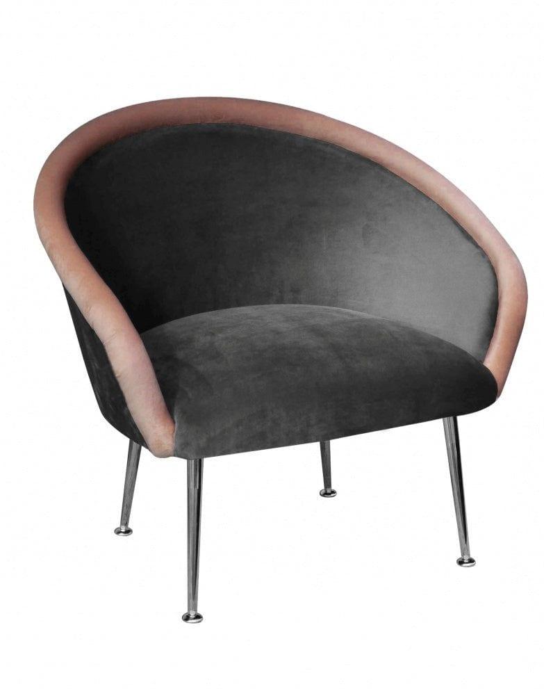 Fotel PLUM 3 szary z różowym wałkiem Happy Barok    Eye on Design
