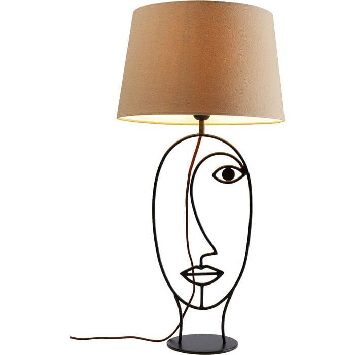 Lampa stołowa WIRE FACE z beżowym kloszem Kare Design    Eye on Design