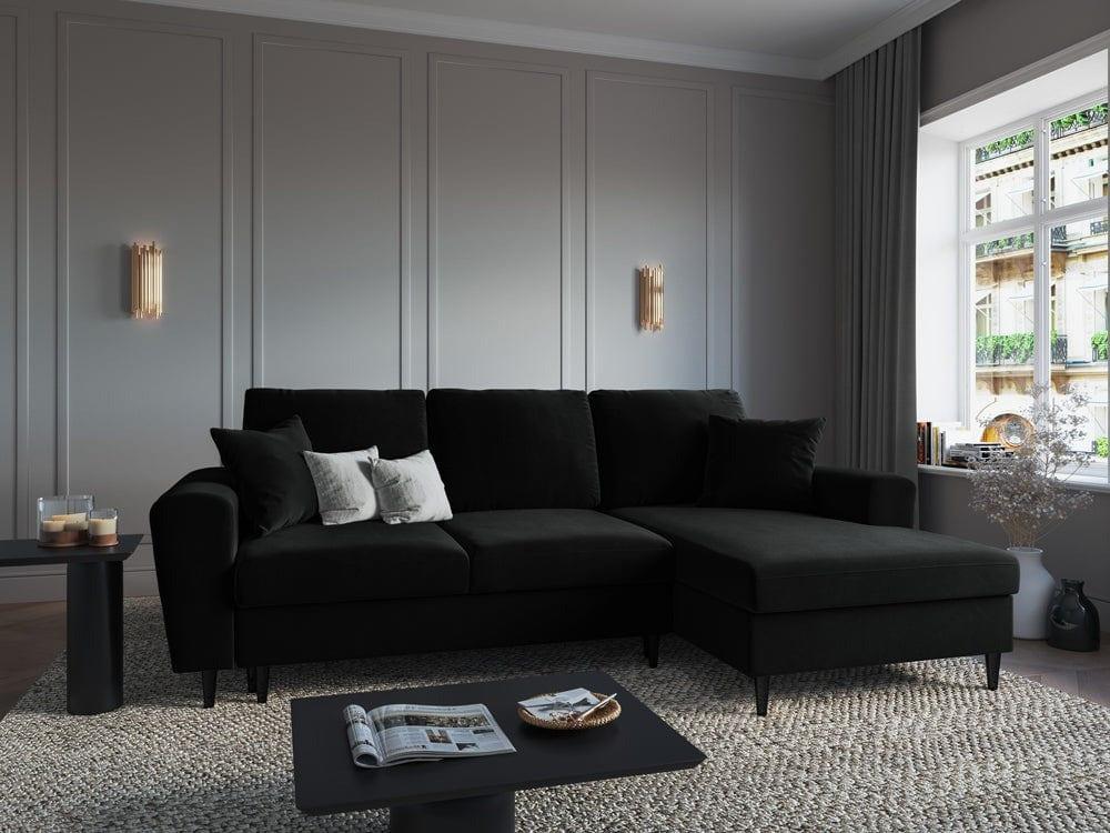 aksamitna sofa glamour czarna 