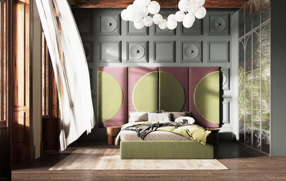 Łóżko tapicerowane BIG SUNSET fiolet z zielenią Happy Barok    Eye on Design