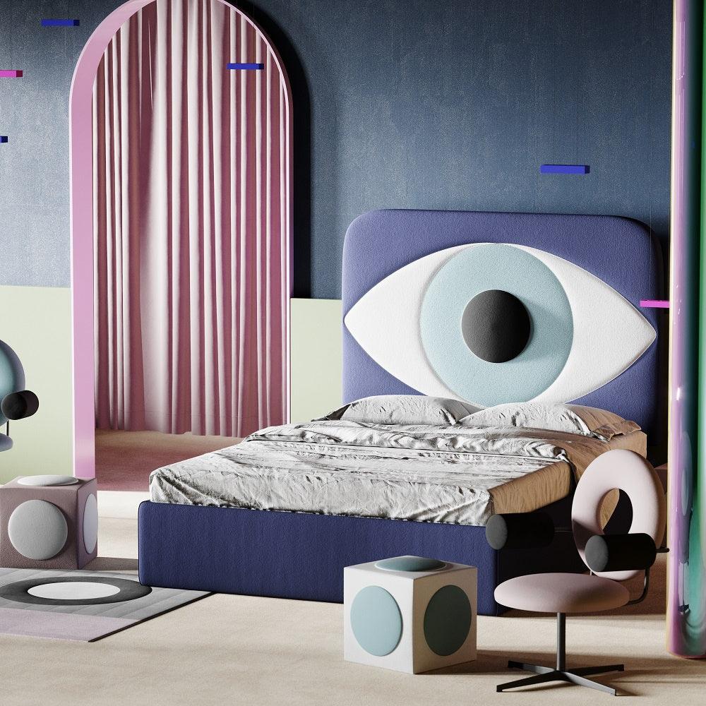 Łóżko tapicerowane OKO niebieski, Happy Barok, Eye on Design