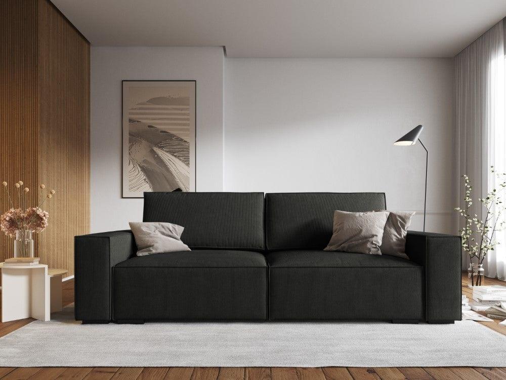 Sofa sztruksowa z funkcją spania EVELINE czarny, Micadoni, Eye on Design
