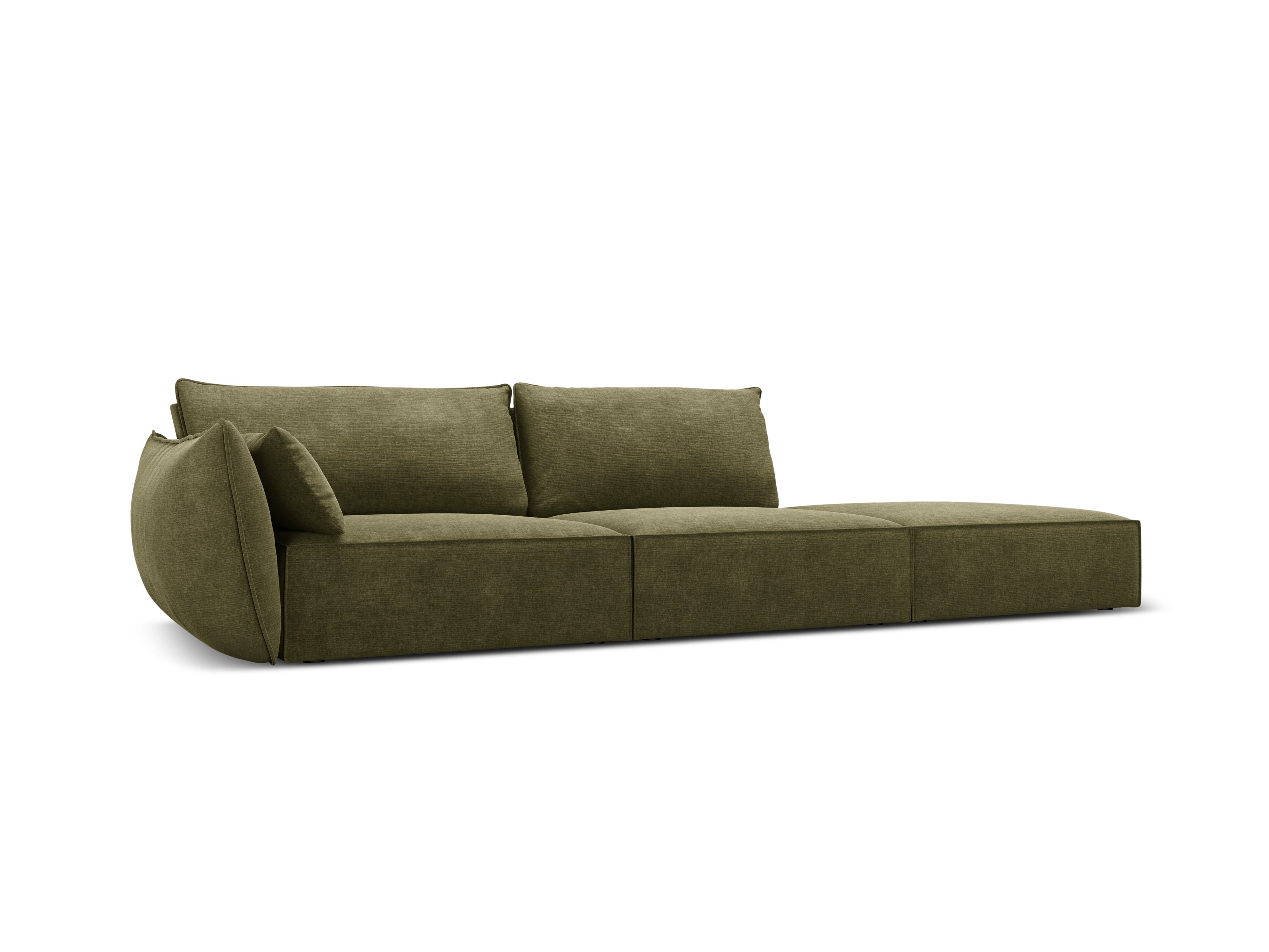 Sofa w tkaninie szenilowej prawostronna otwarta VANDA zielony Mazzini Sofas    Eye on Design