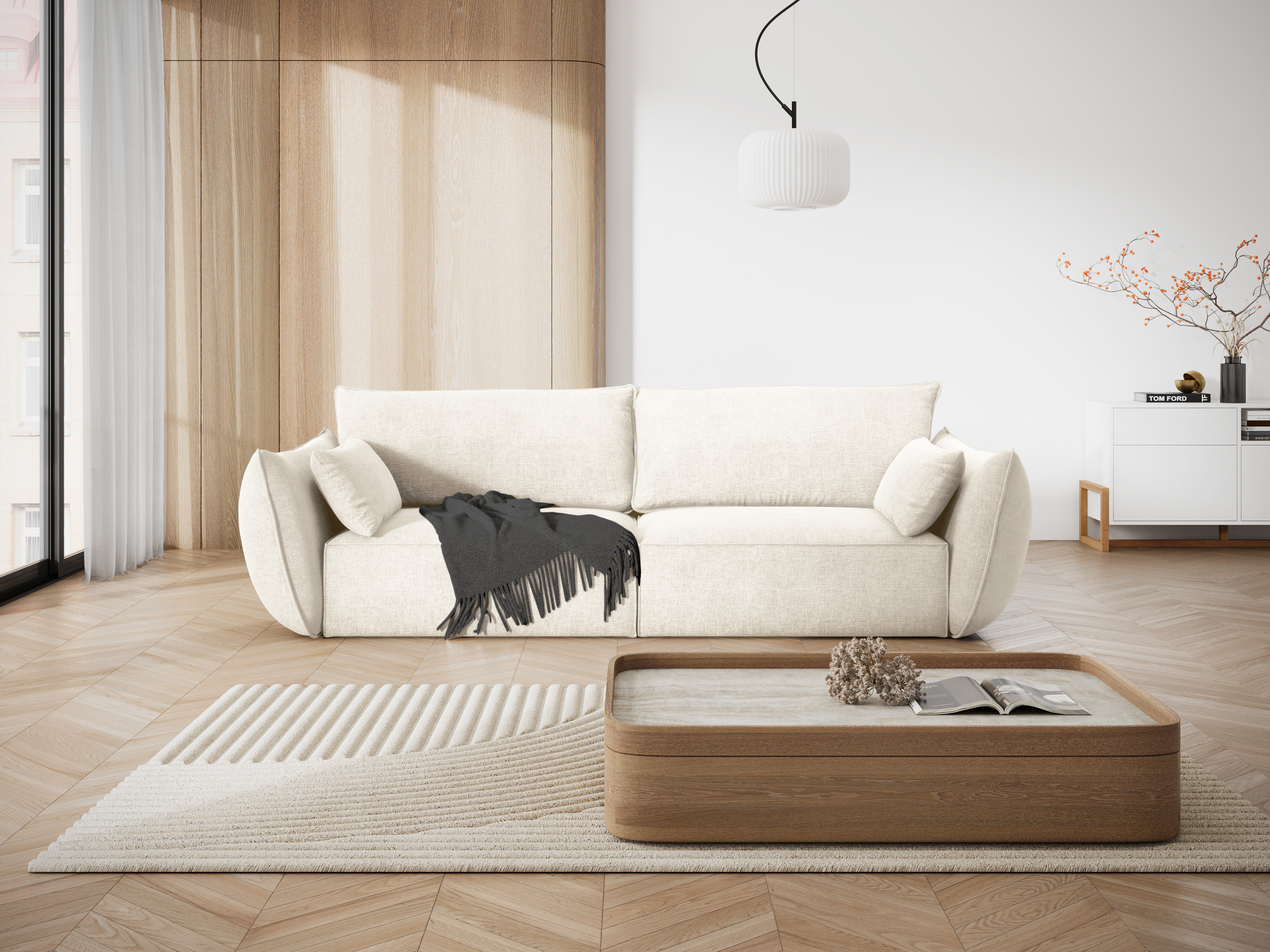 Sofa w tkaninie szenilowej 3-osobowa VANDA jasnobeżowy Mazzini Sofas    Eye on Design