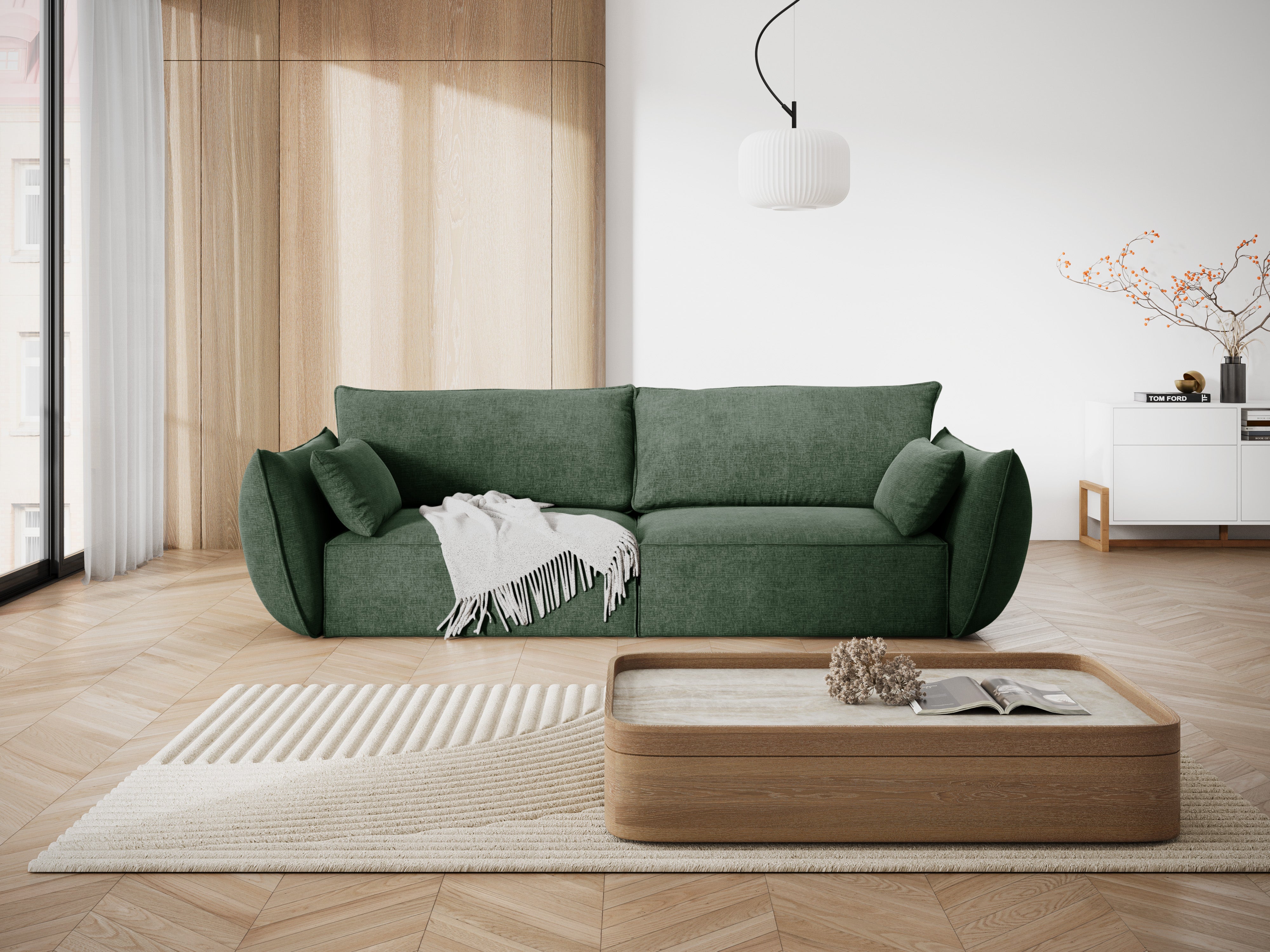 Sofa w tkaninie szenilowej 3-osobowa VANDA butelkowa zieleń Mazzini Sofas    Eye on Design