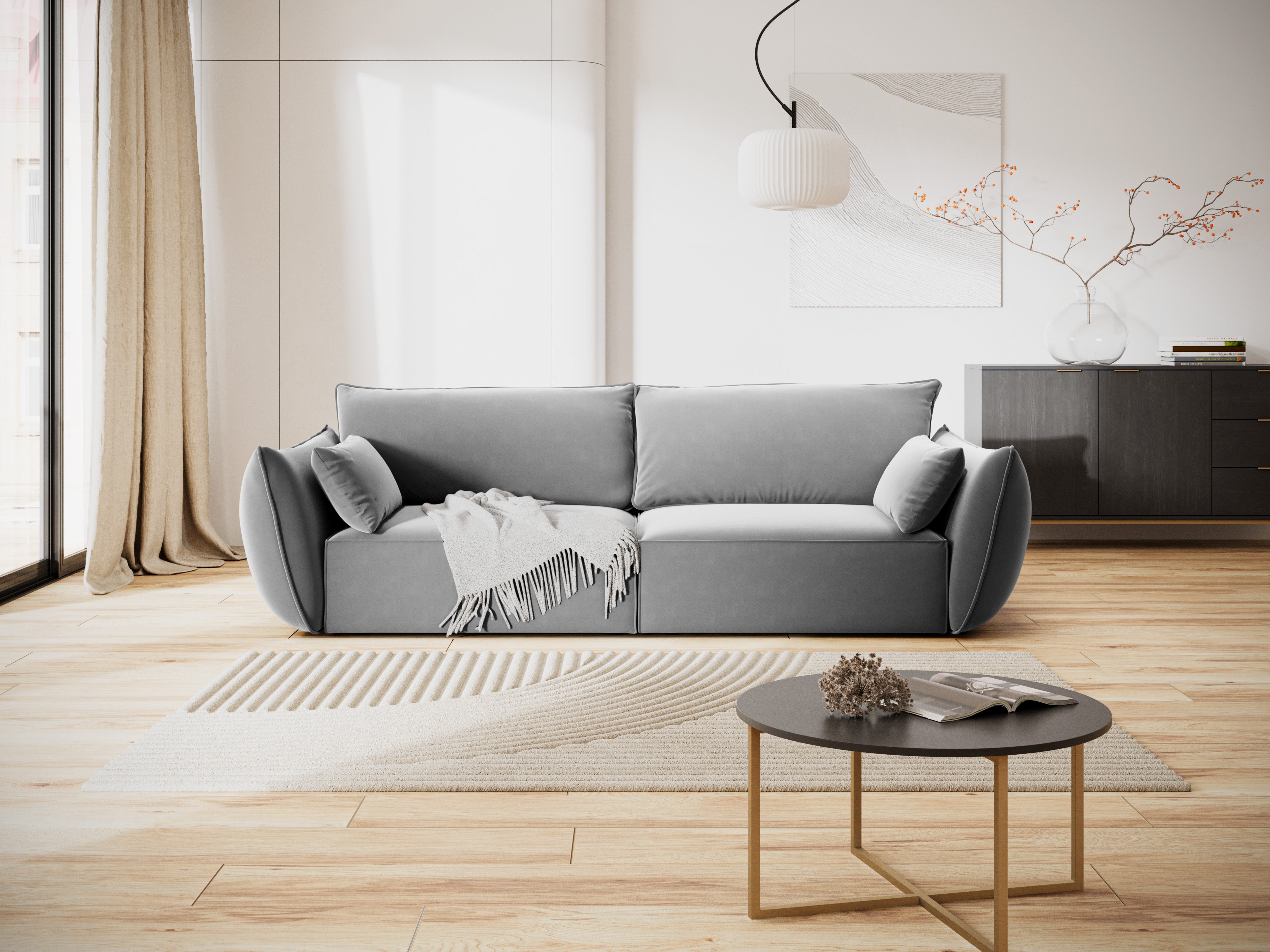 Sofa aksamitna 3-osobowa VANDA szary Mazzini Sofas    Eye on Design