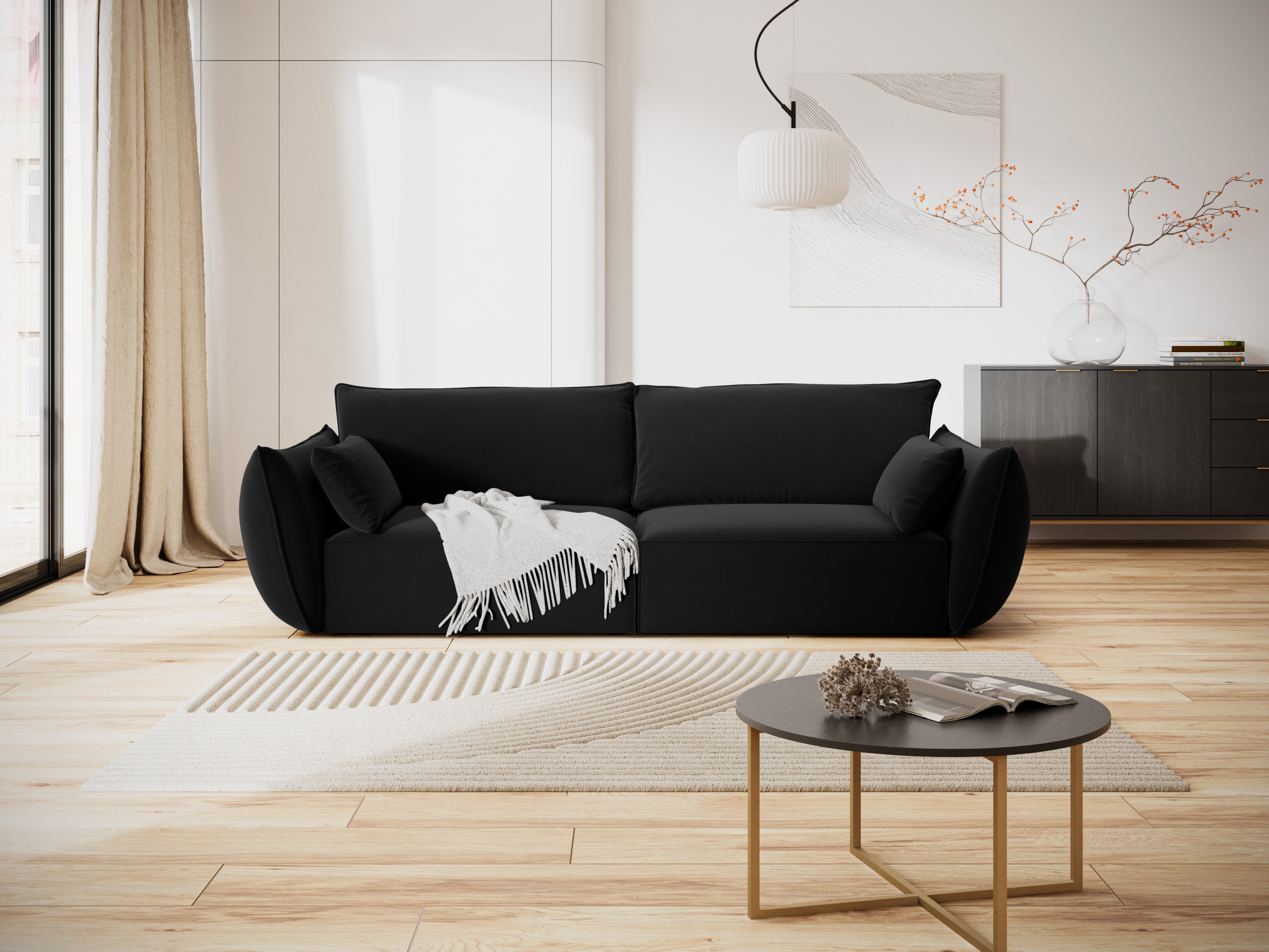 Sofa aksamitna 3-osobowa VANDA czarny Mazzini Sofas    Eye on Design