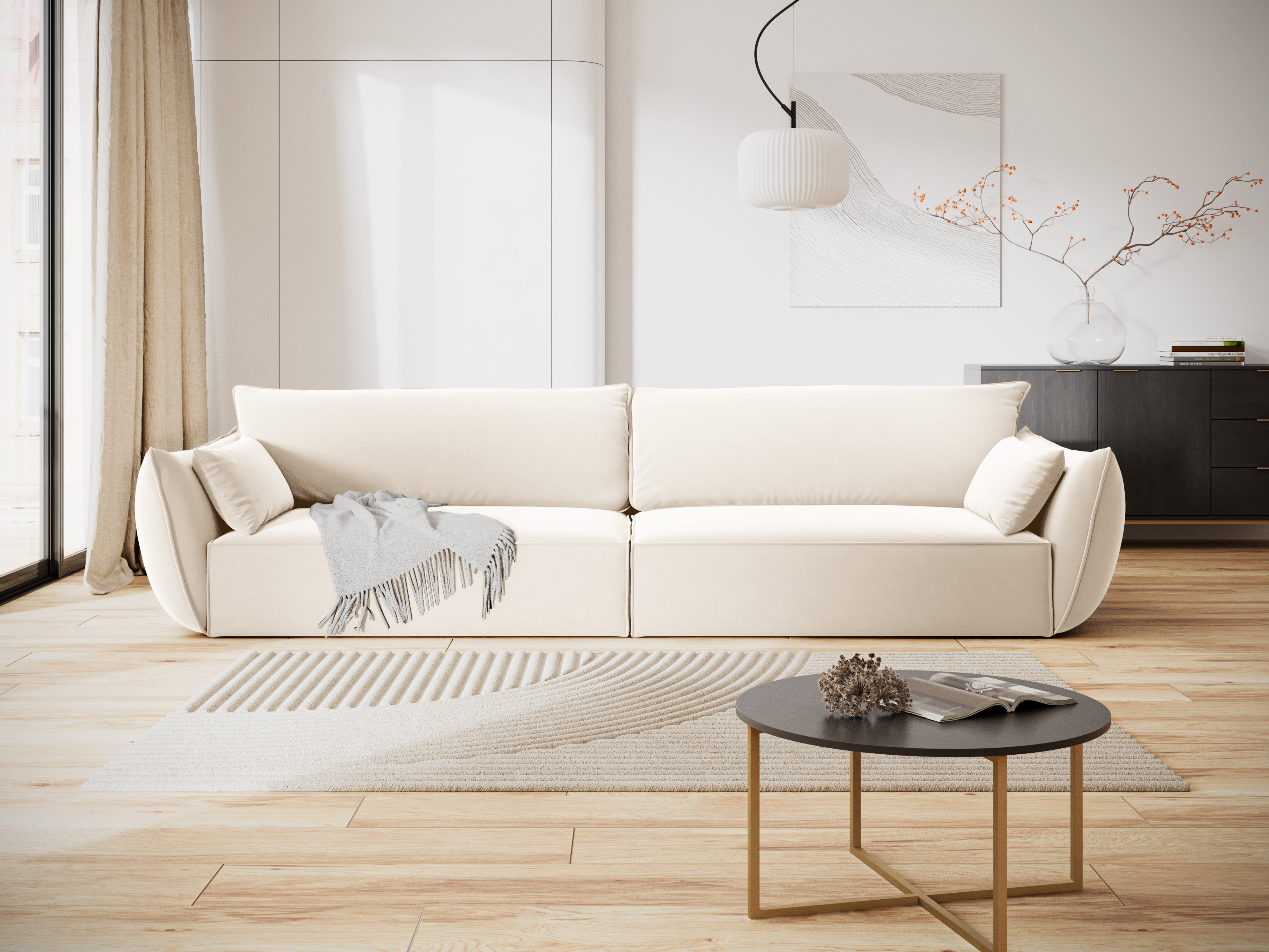 Sofa aksamitna 4-osobowa VANDA beżowy Mazzini Sofas    Eye on Design