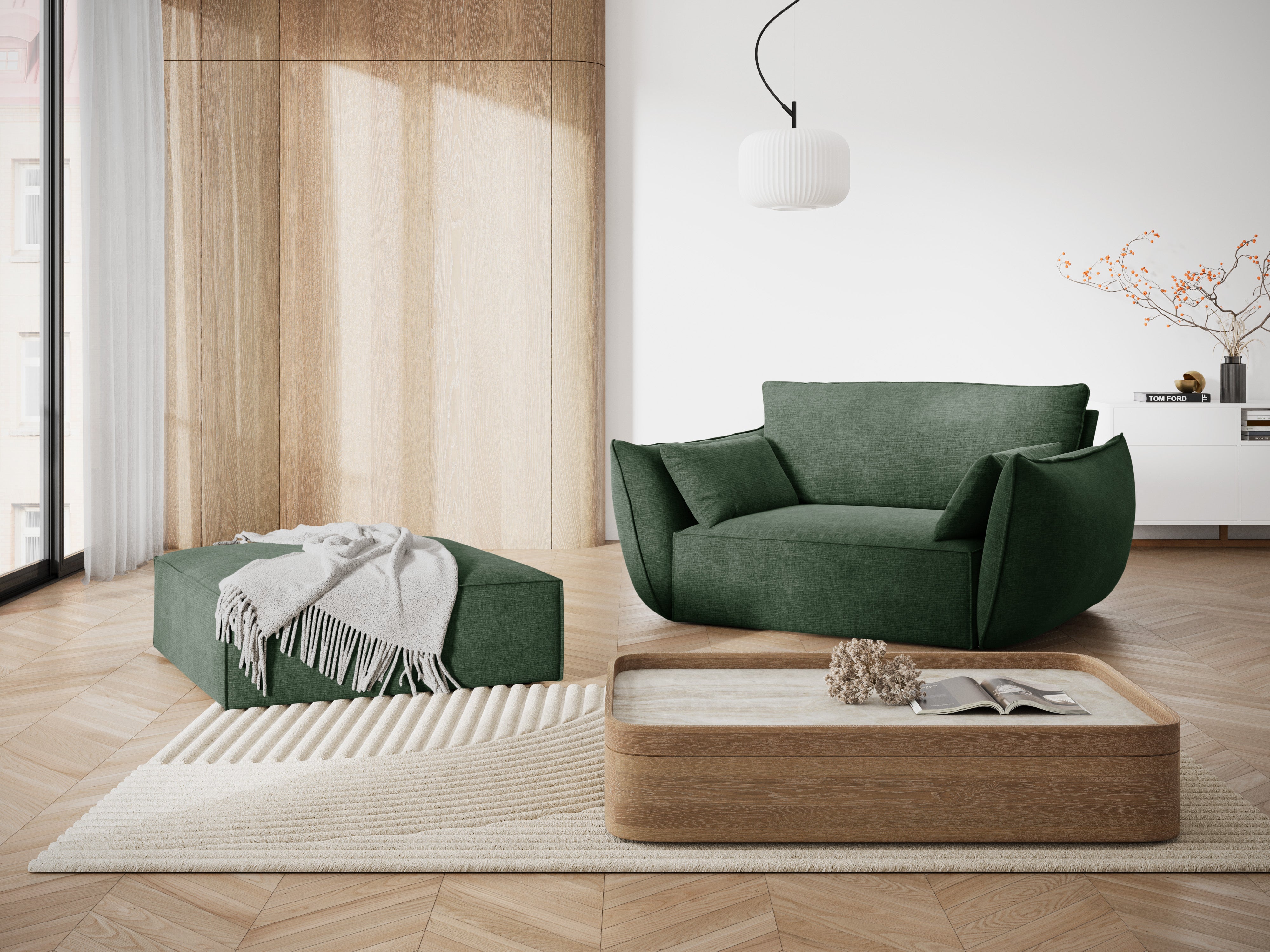 Fotel w tkaninie szenilowej VANDA butelkowa zieleń Mazzini Sofas    Eye on Design